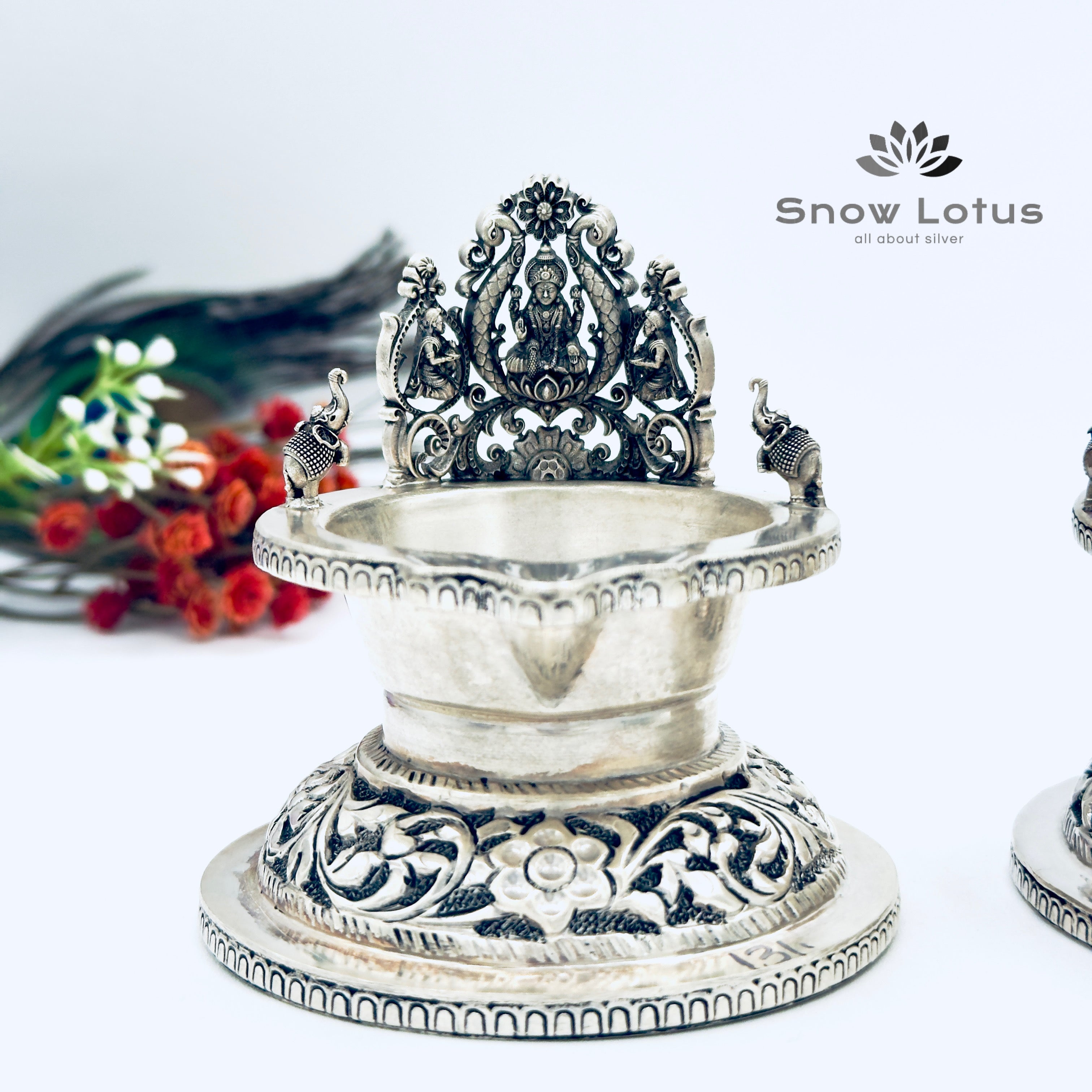 Antique Kamakshi Lakshmi Diya Pair