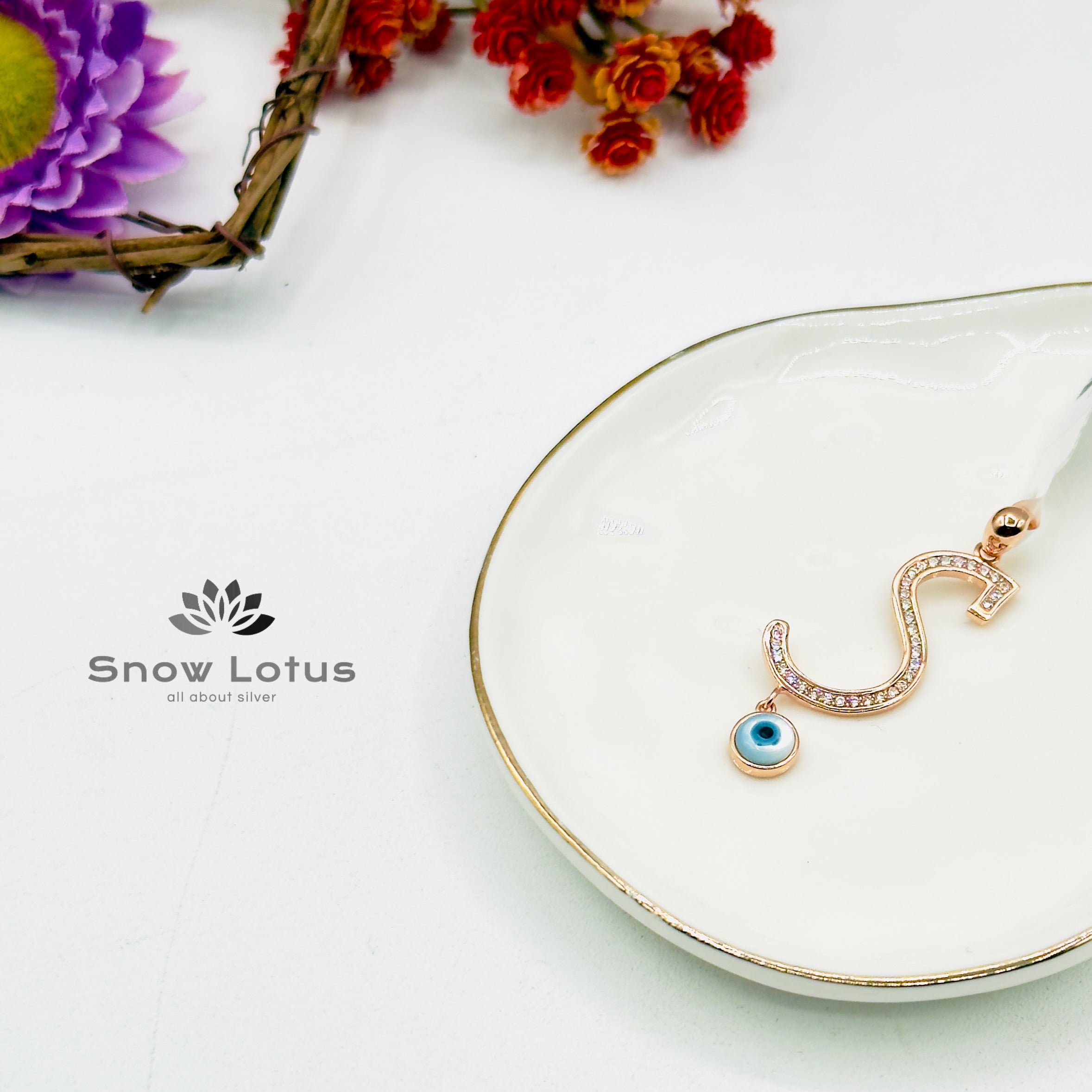 Rosegold Evil Eye Alphabet S Pendant