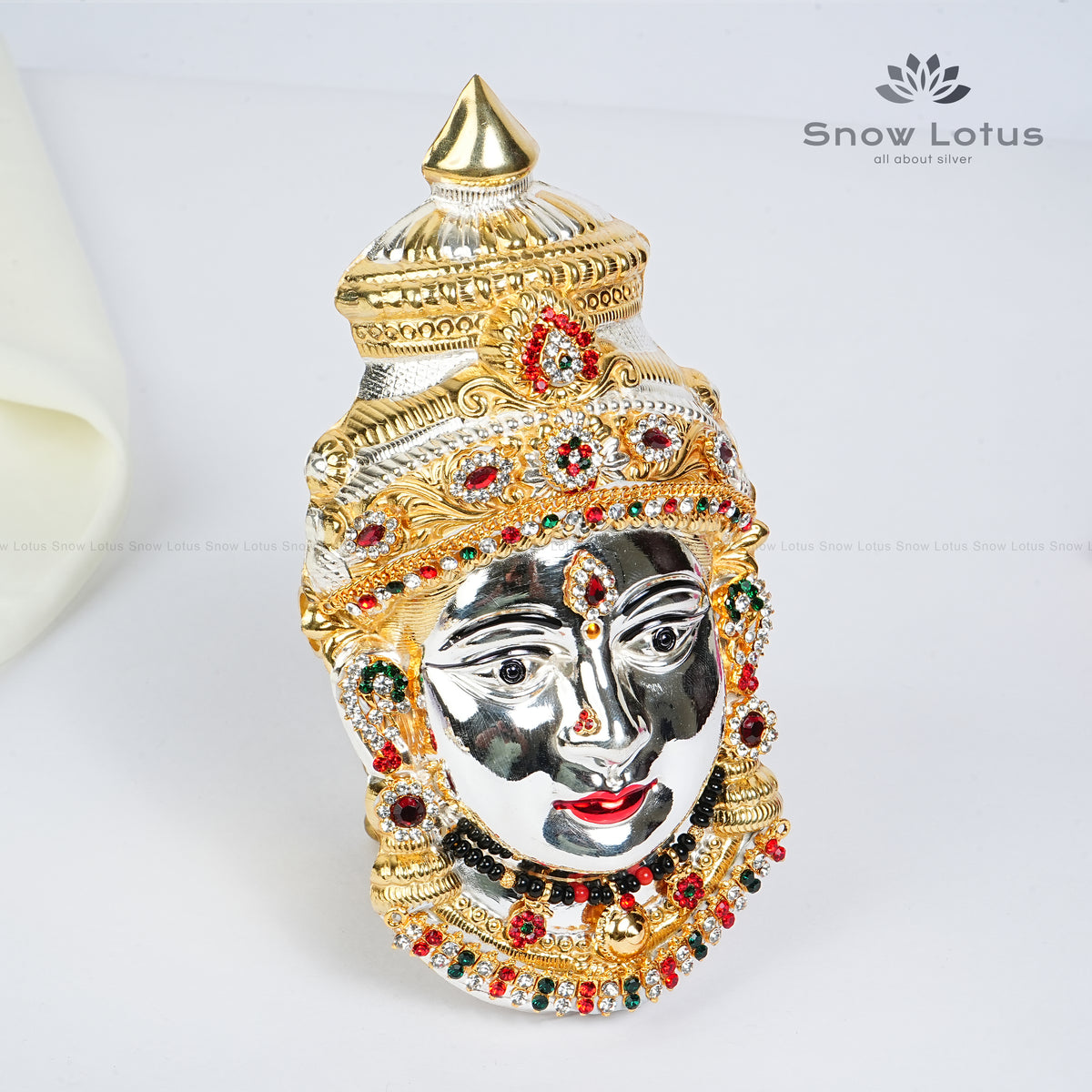 Gold Plated Silver Ammavari Face with Jewelry