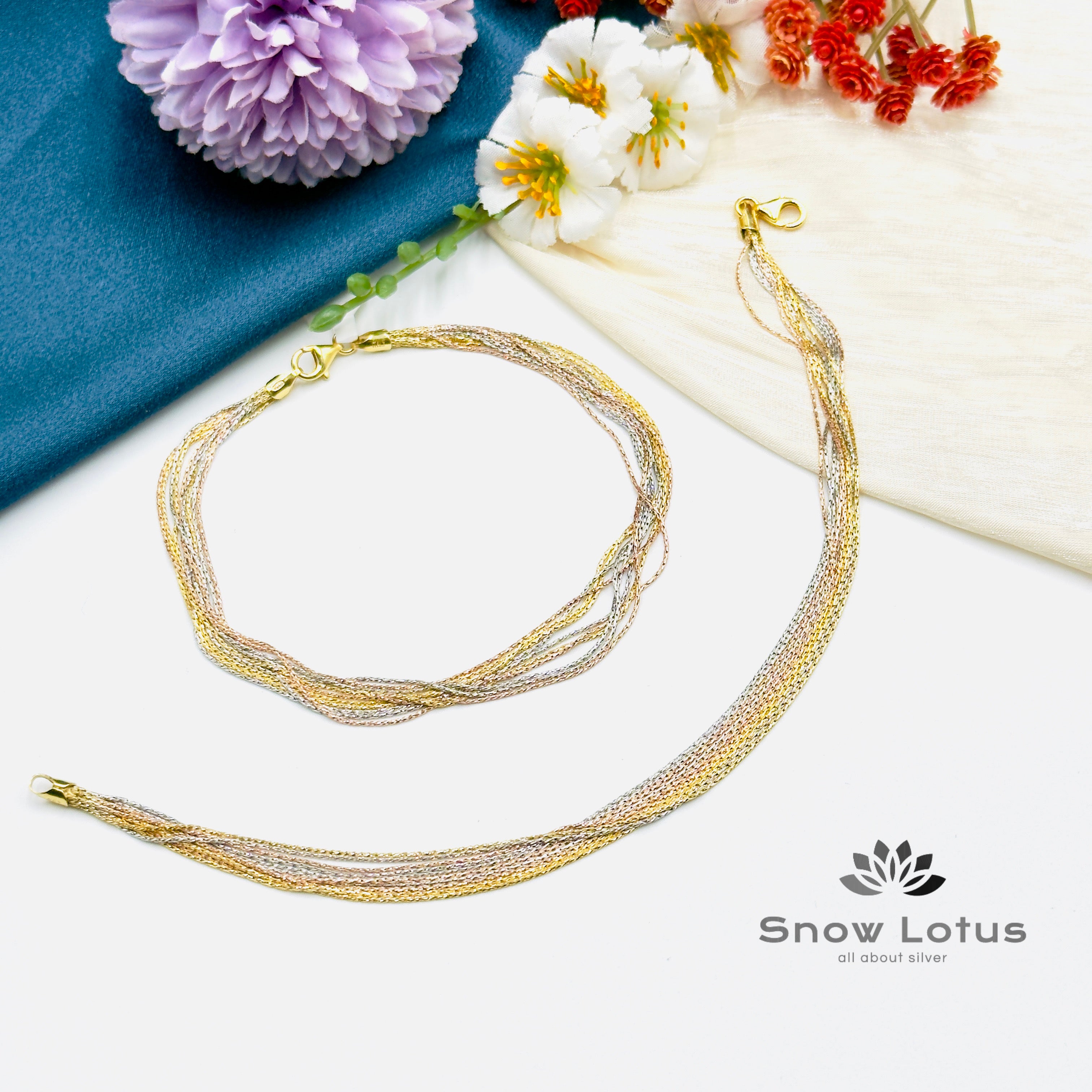 Multi Chain TrioColor Anklets