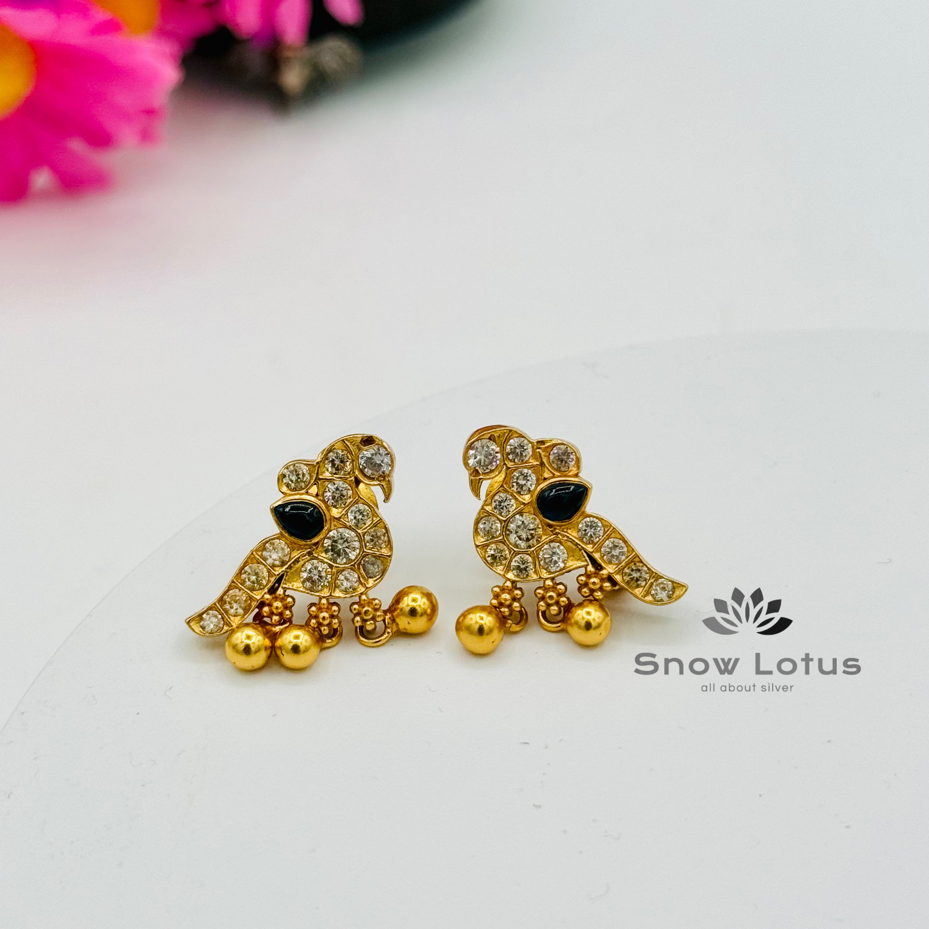 Blue birdy studs