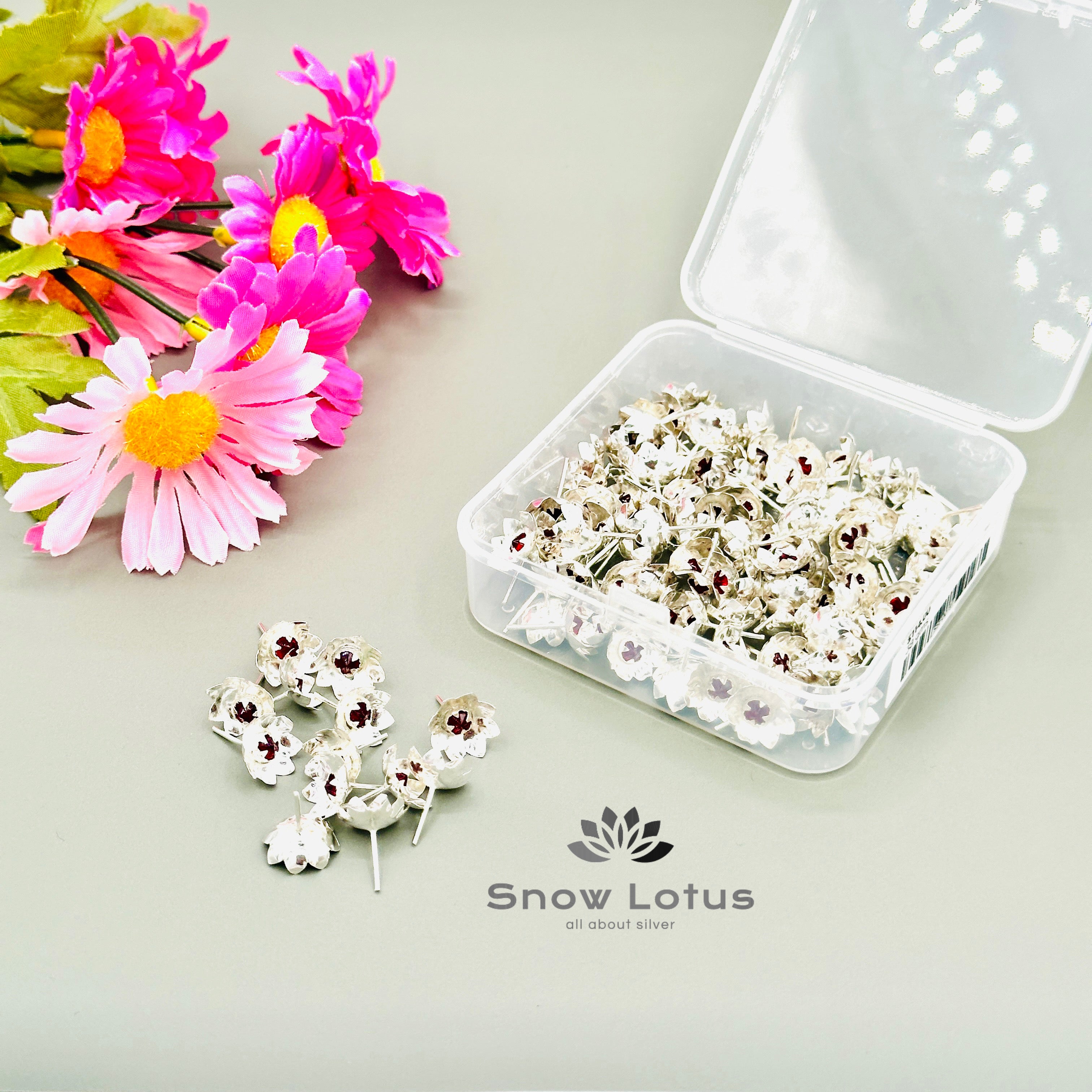 108 Silver Flowers with Stone