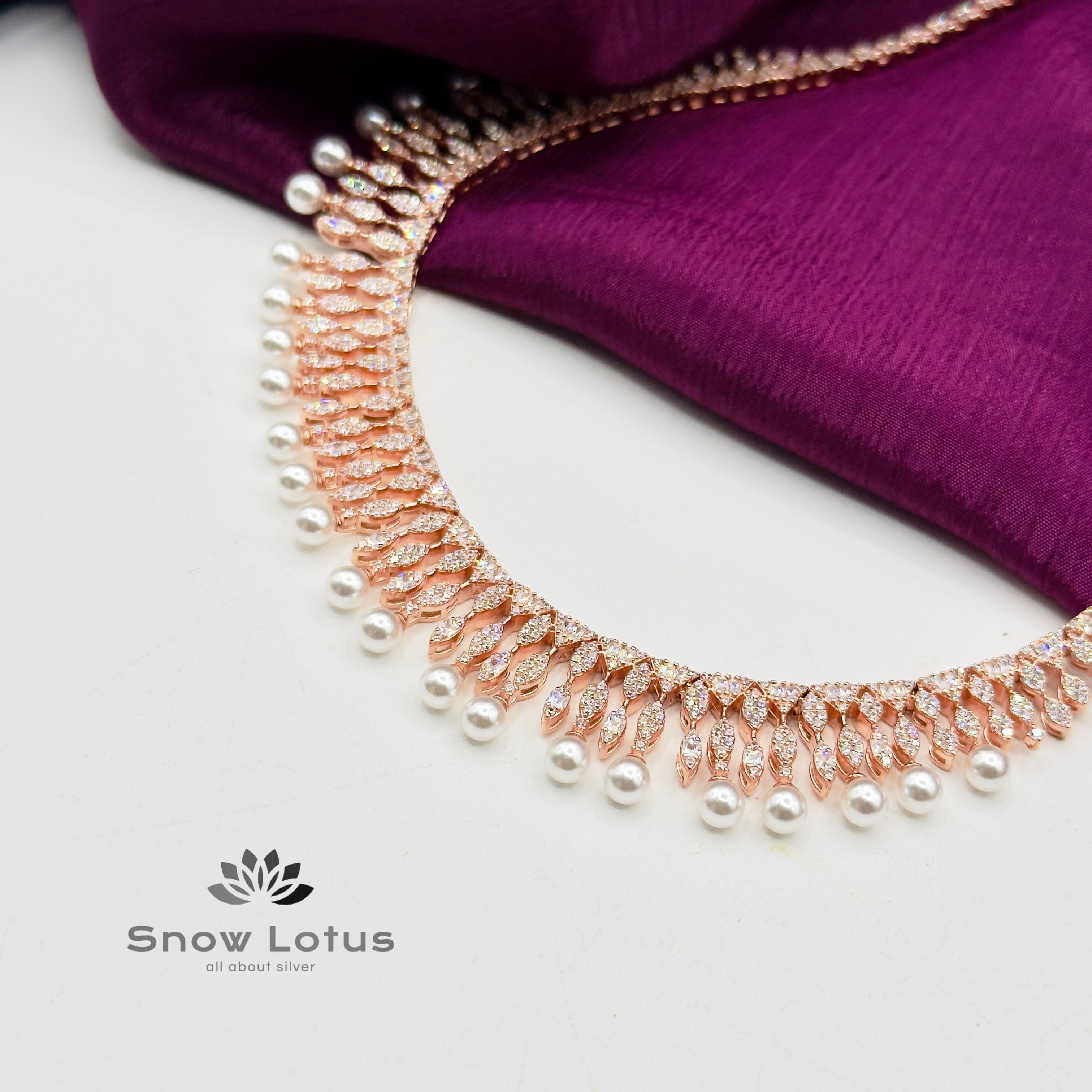 Celestial Petals Rose Gold Neckpiece Set