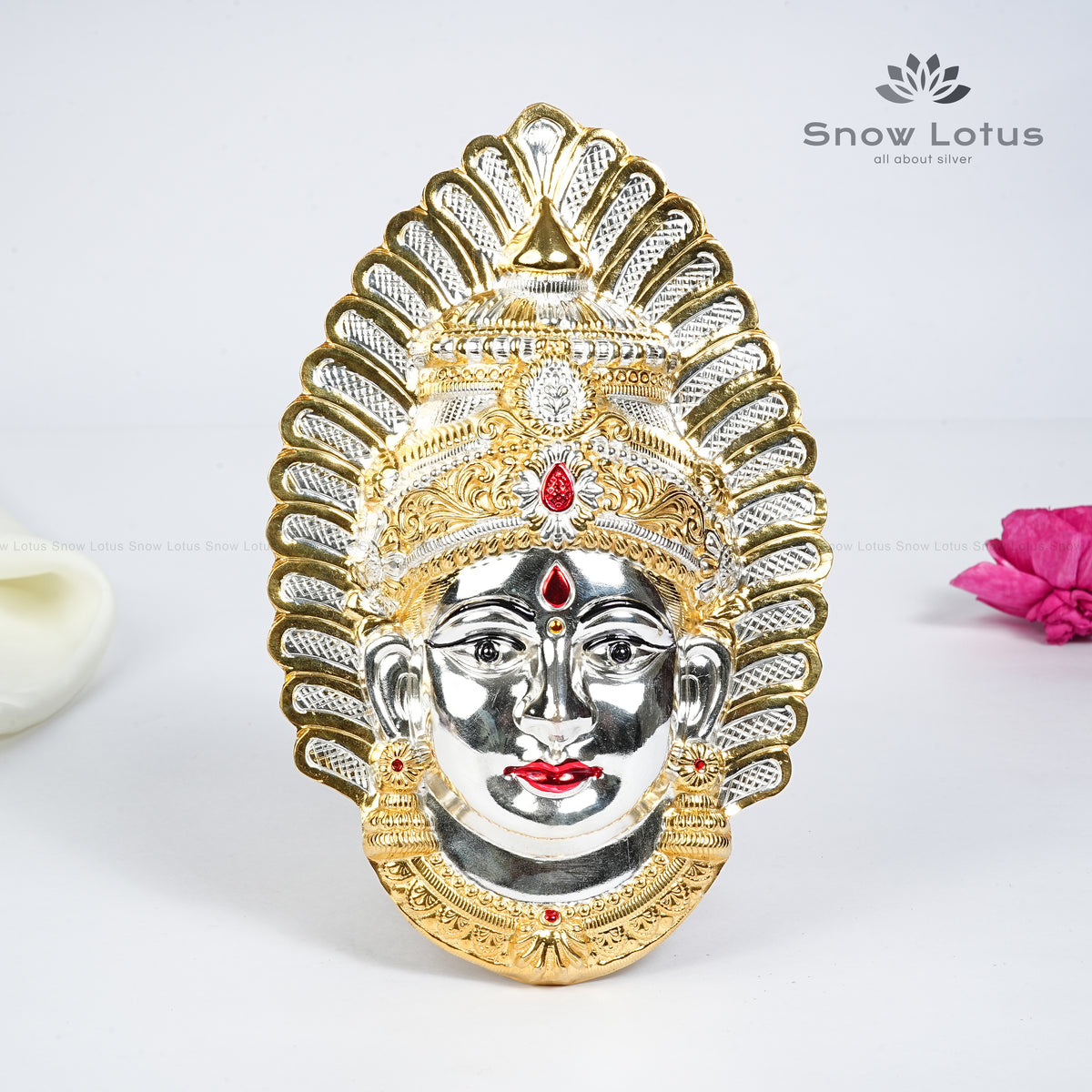 Gold Plated Silver Ammavari Face with Highlights