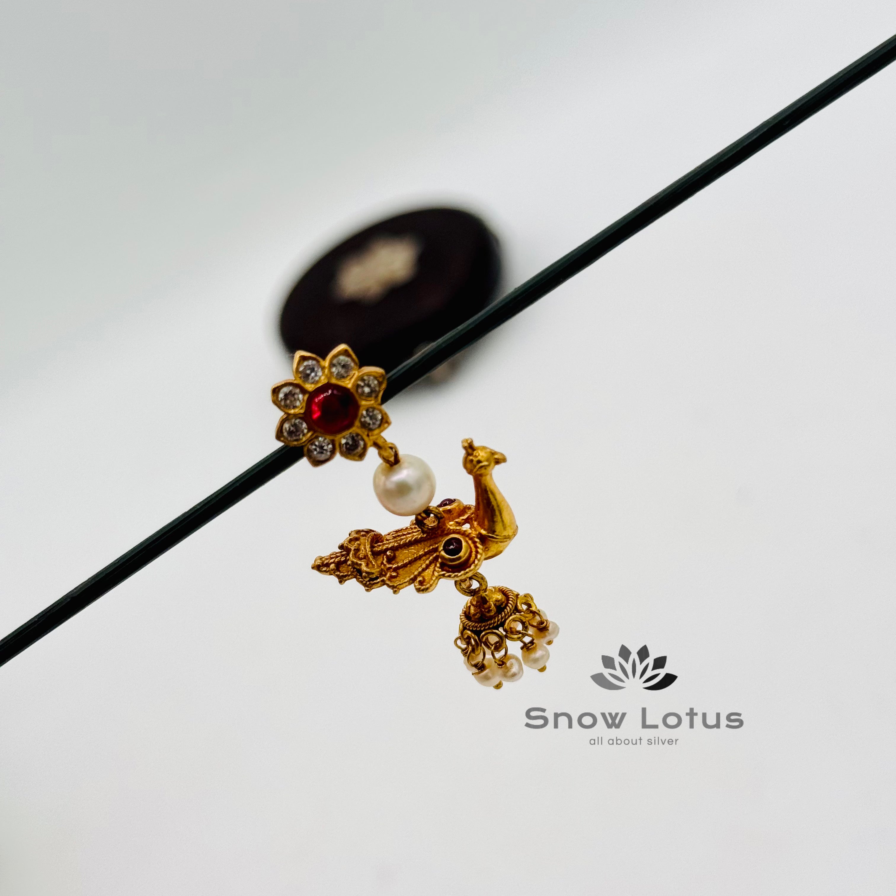 Floral peacock jhumka