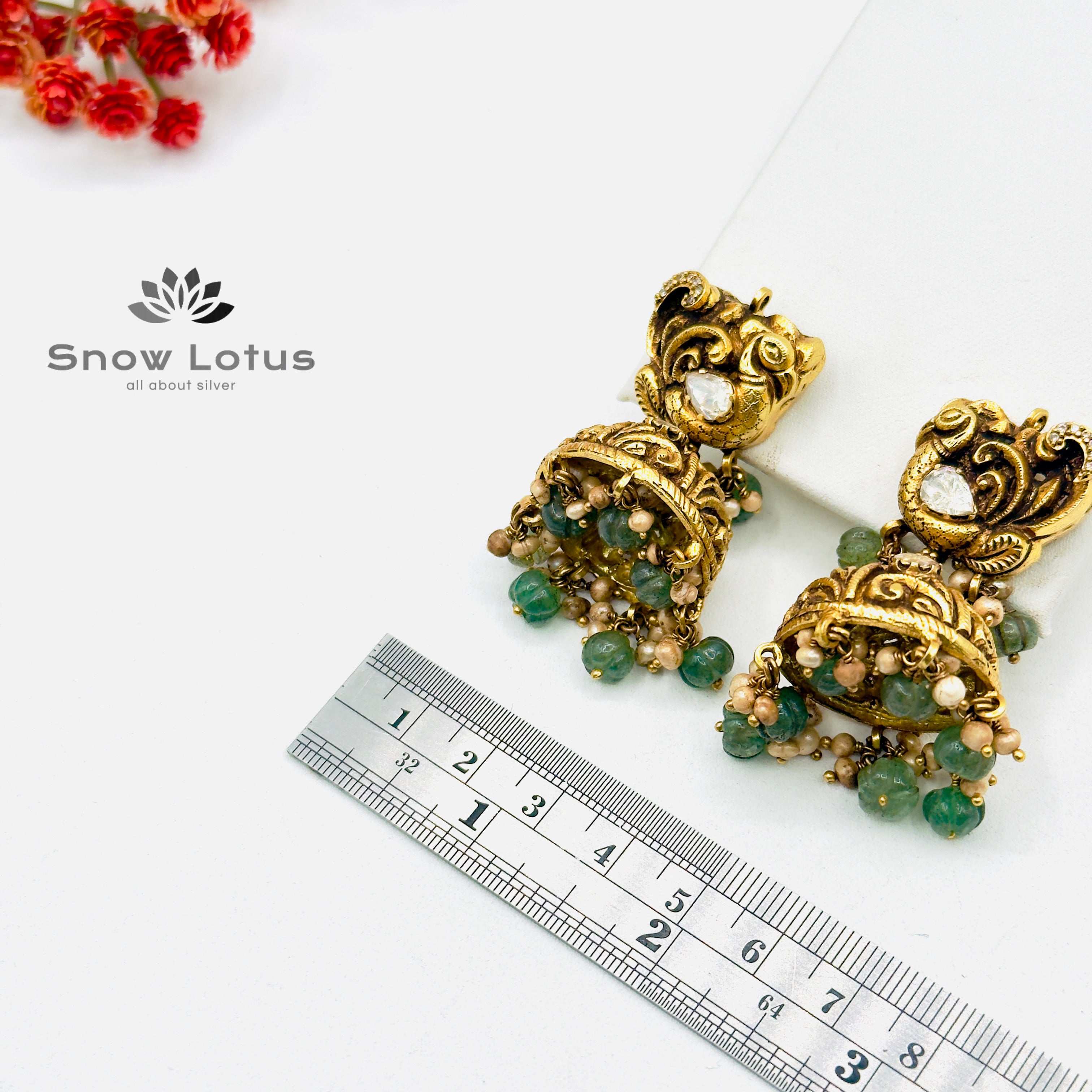 Green Drop Peacock Jhumka