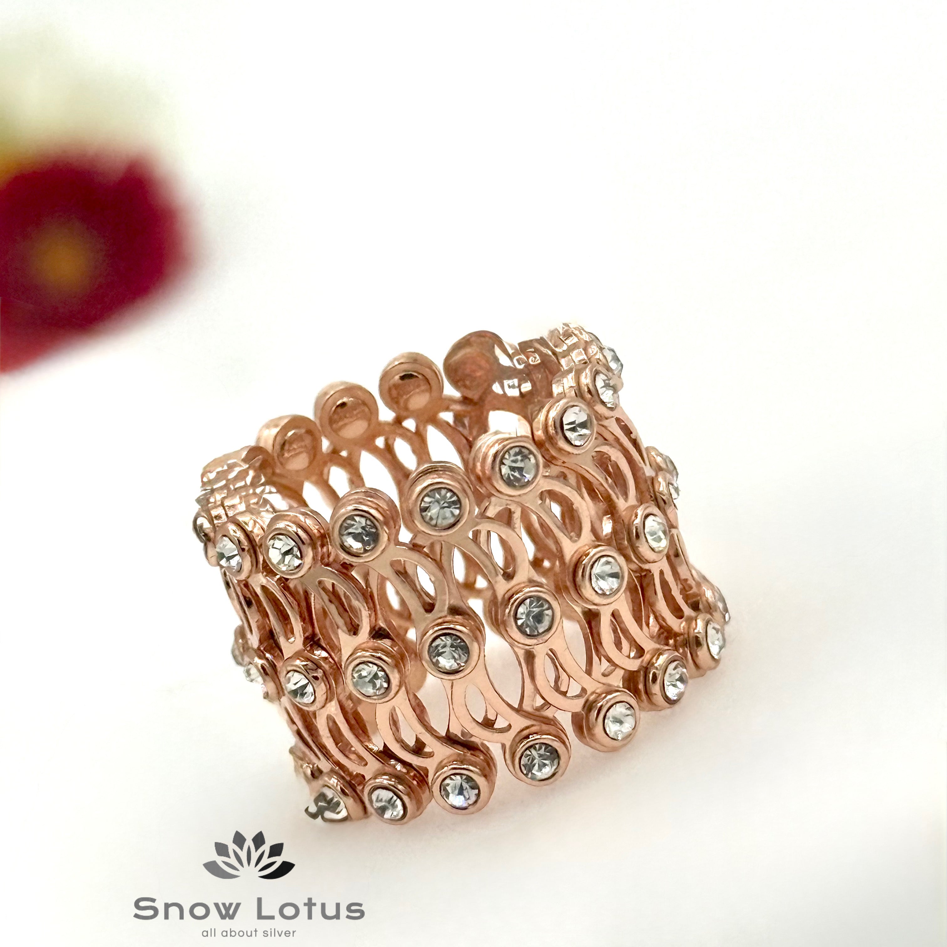 Extandable Rosegold Finger Ring & Bangle with Hearts