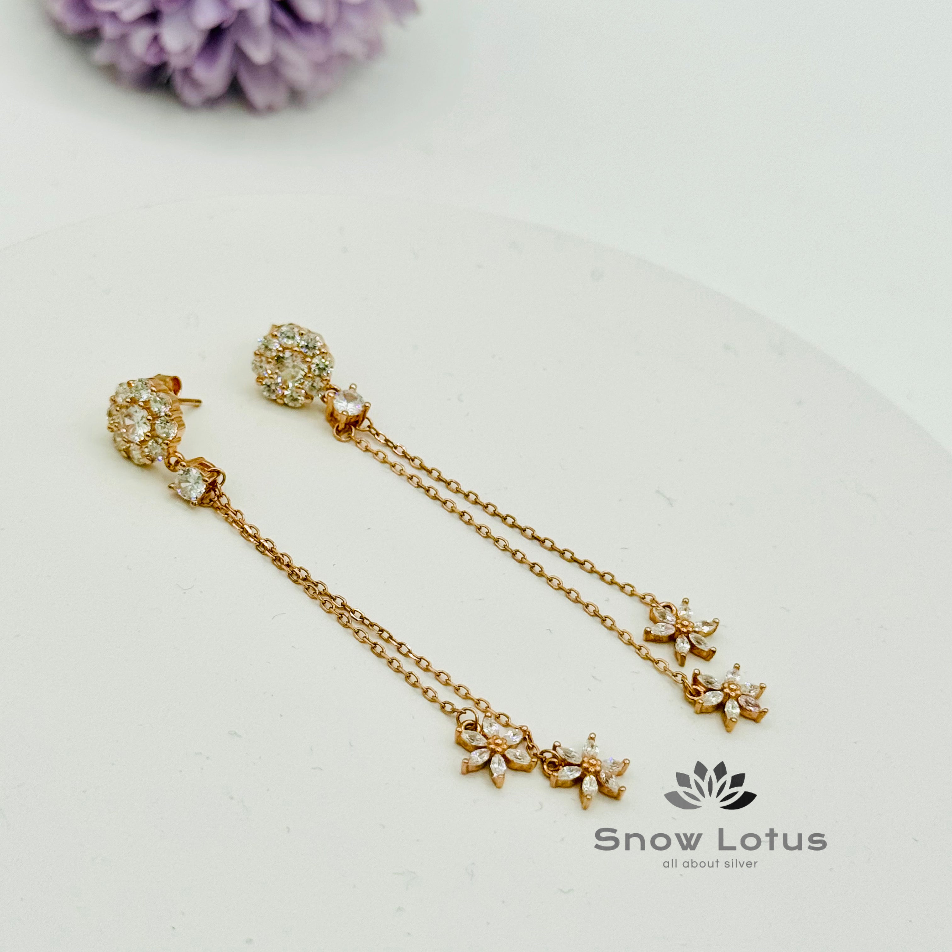 Floral Rose gold Earrings