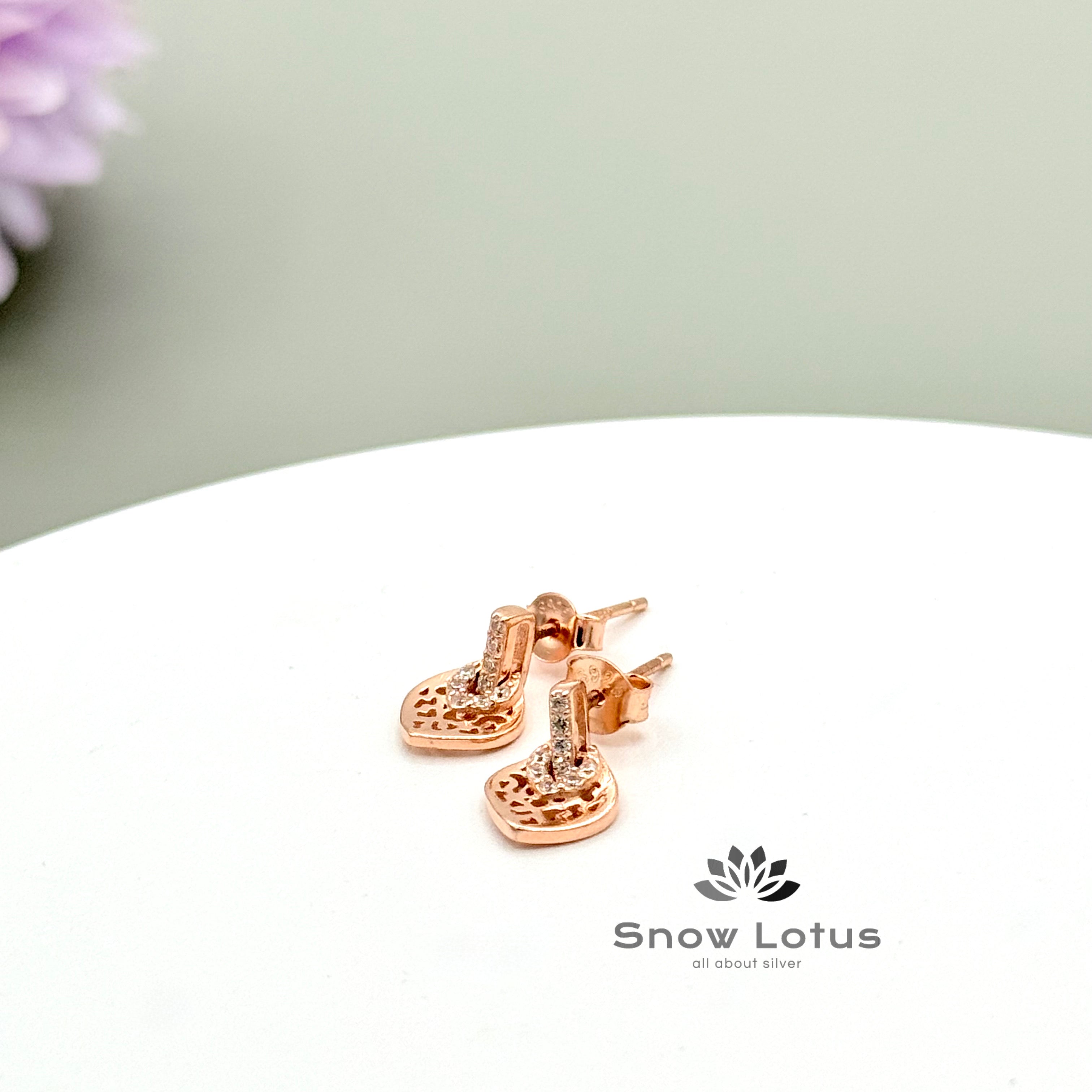 Rosegold CZ Earrings with charm