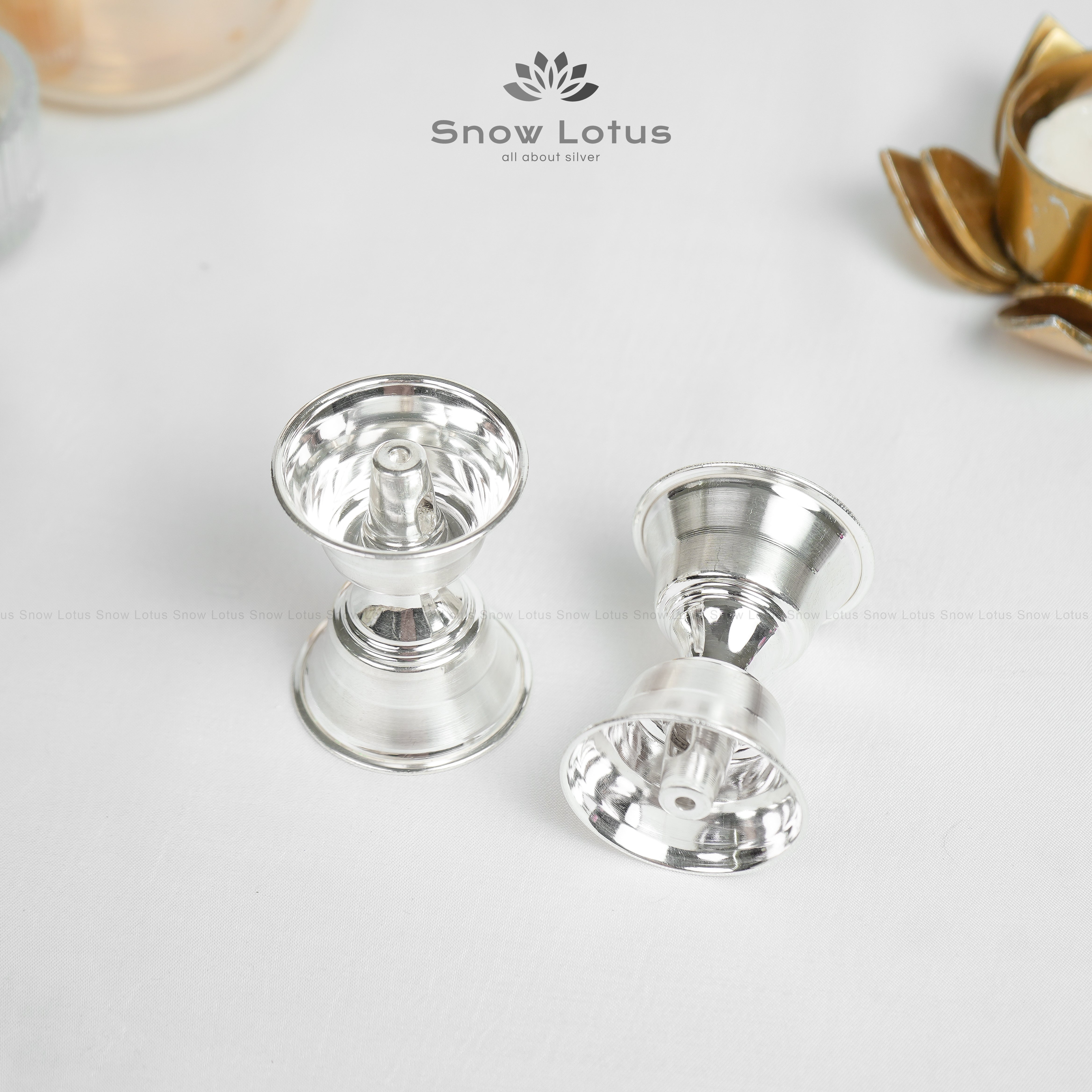 Dull Polish Bell Akhanda Diyas Pair