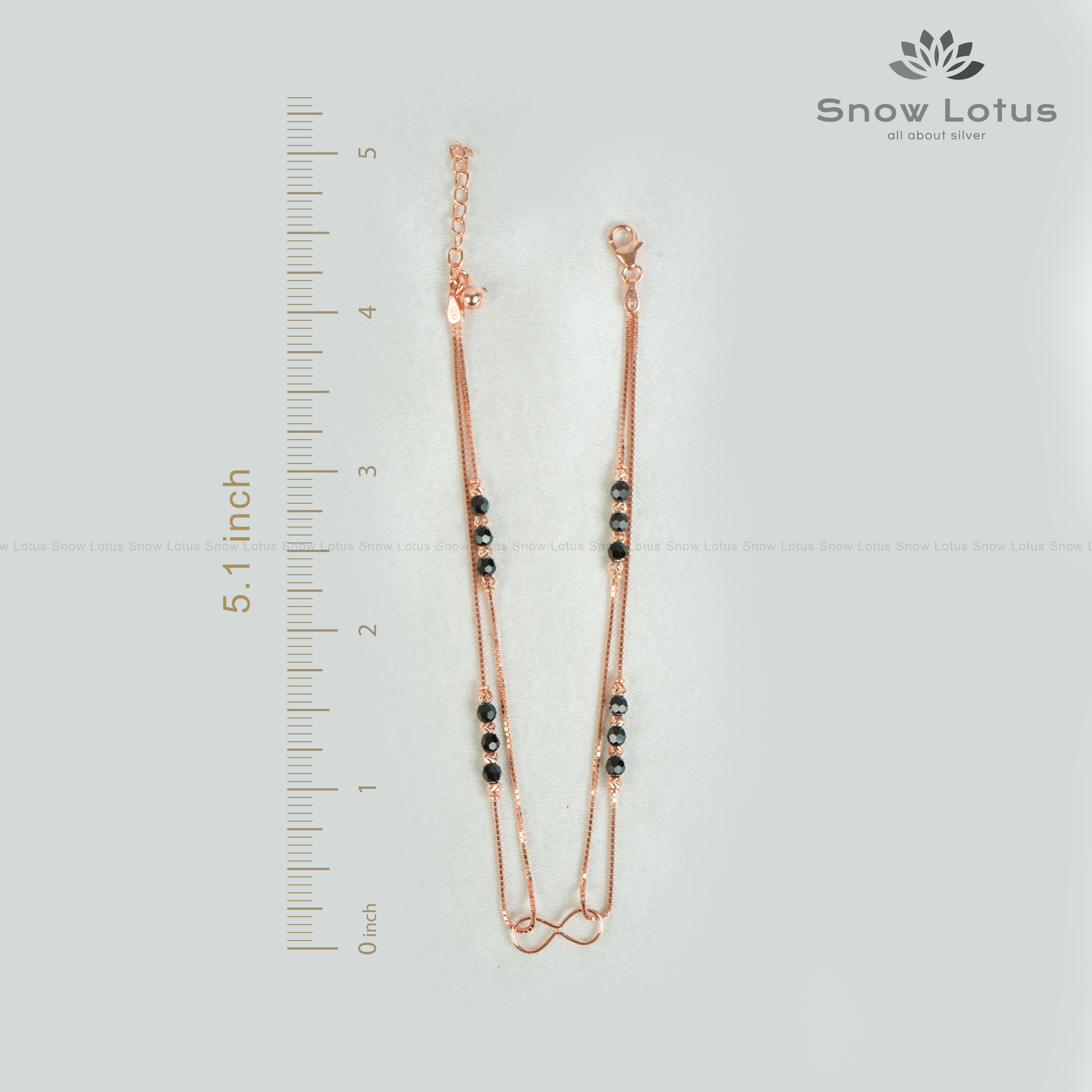 Rose Gold Black Beads Anklets