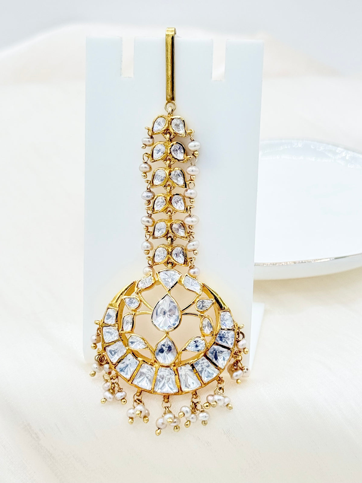 Pearled Moissanite Maang Tikka