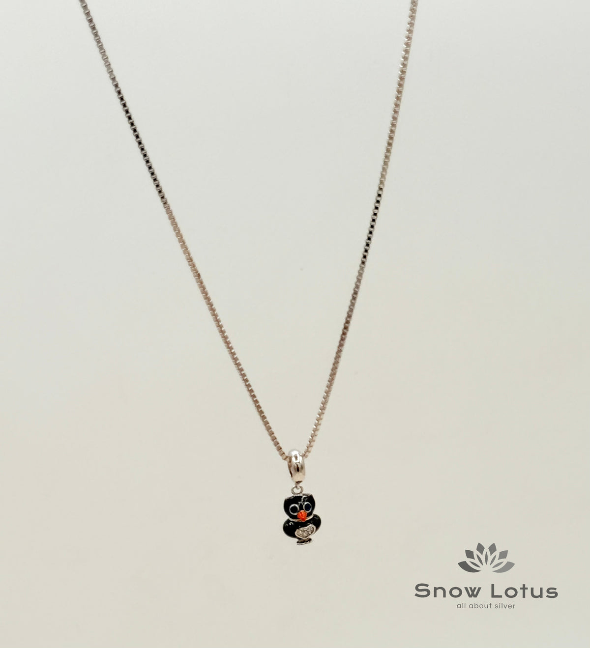 Sterling Black Owl Chain With Pendent