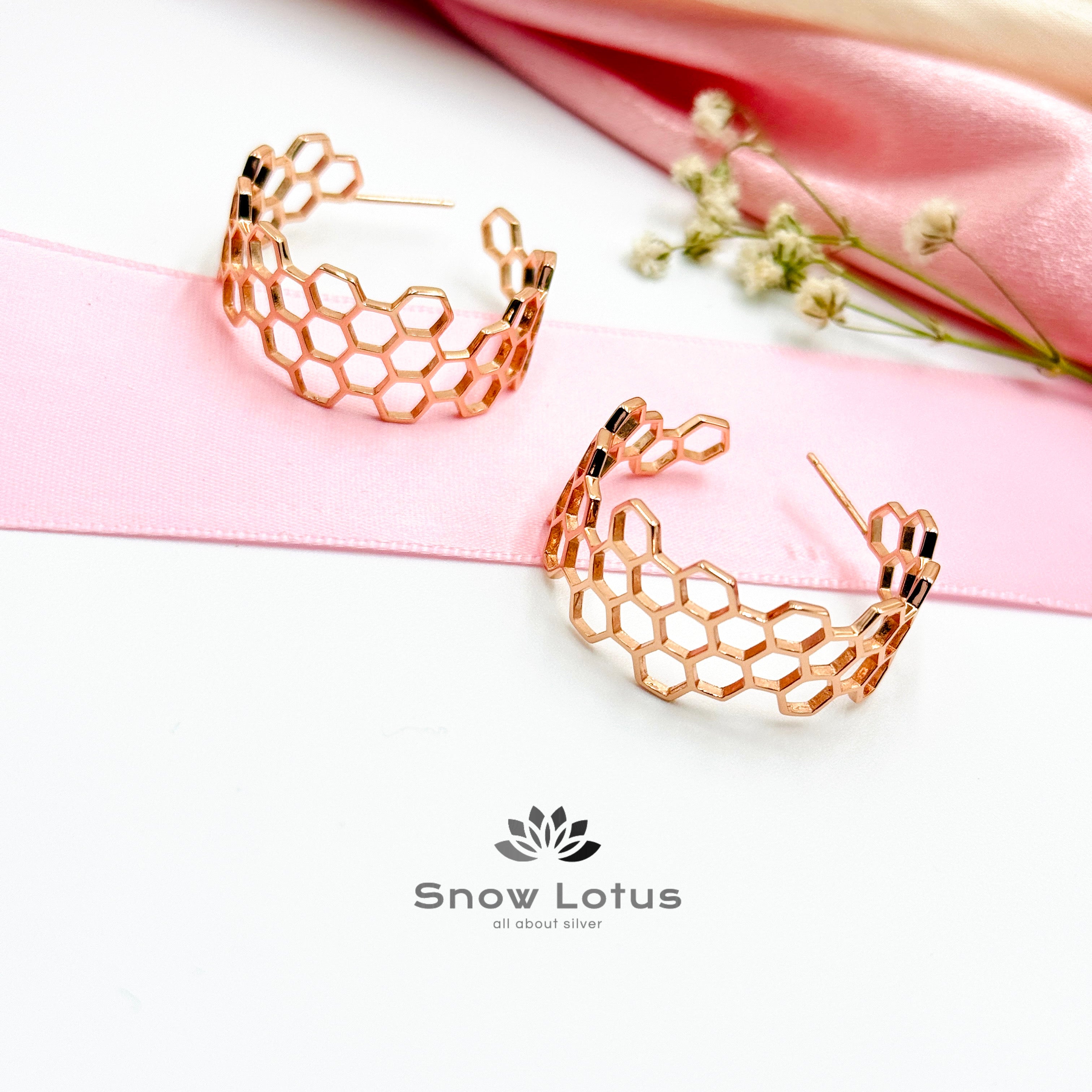 Honeycomb Rose Gold Earrings