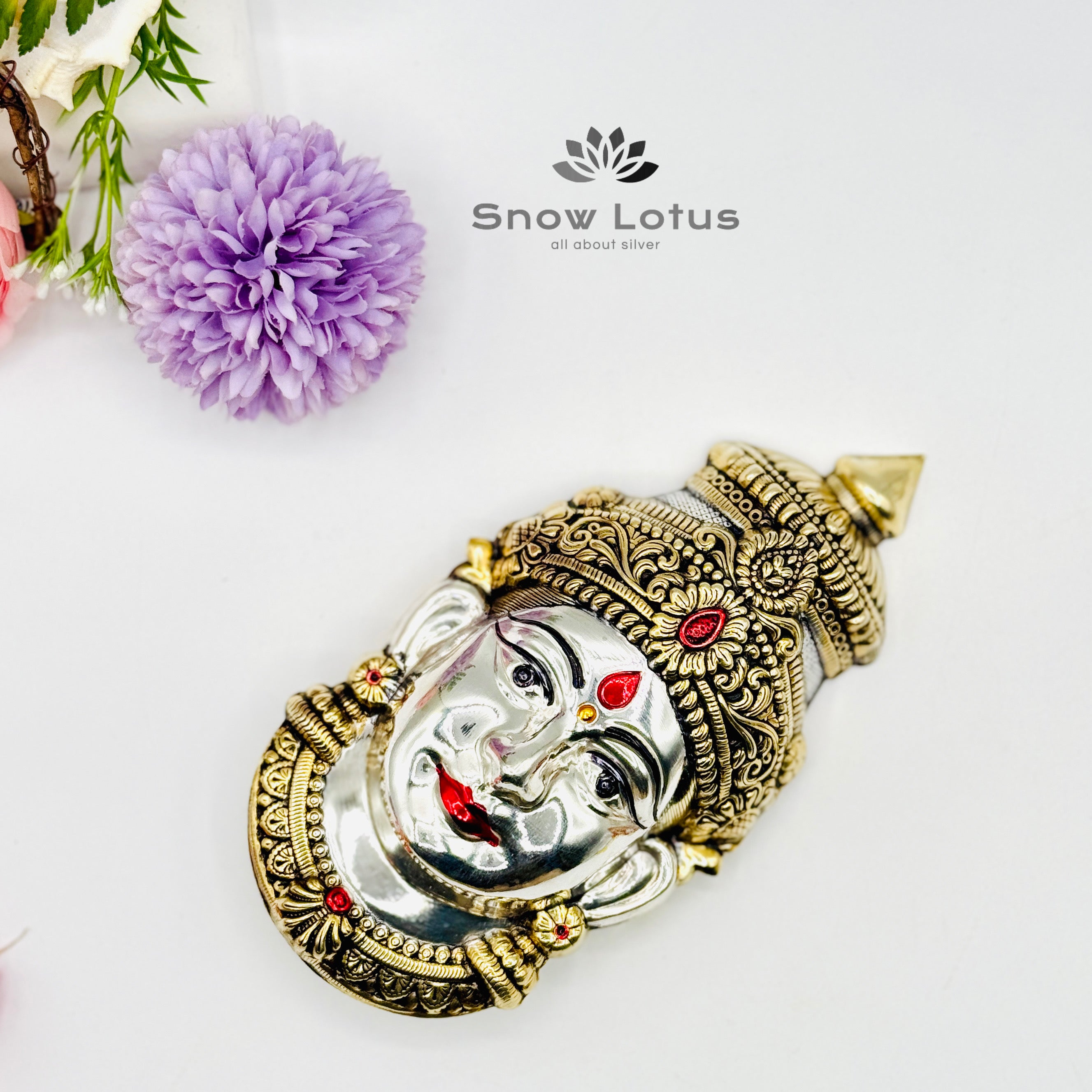 Ammavari face Silver Gloss finish Antique