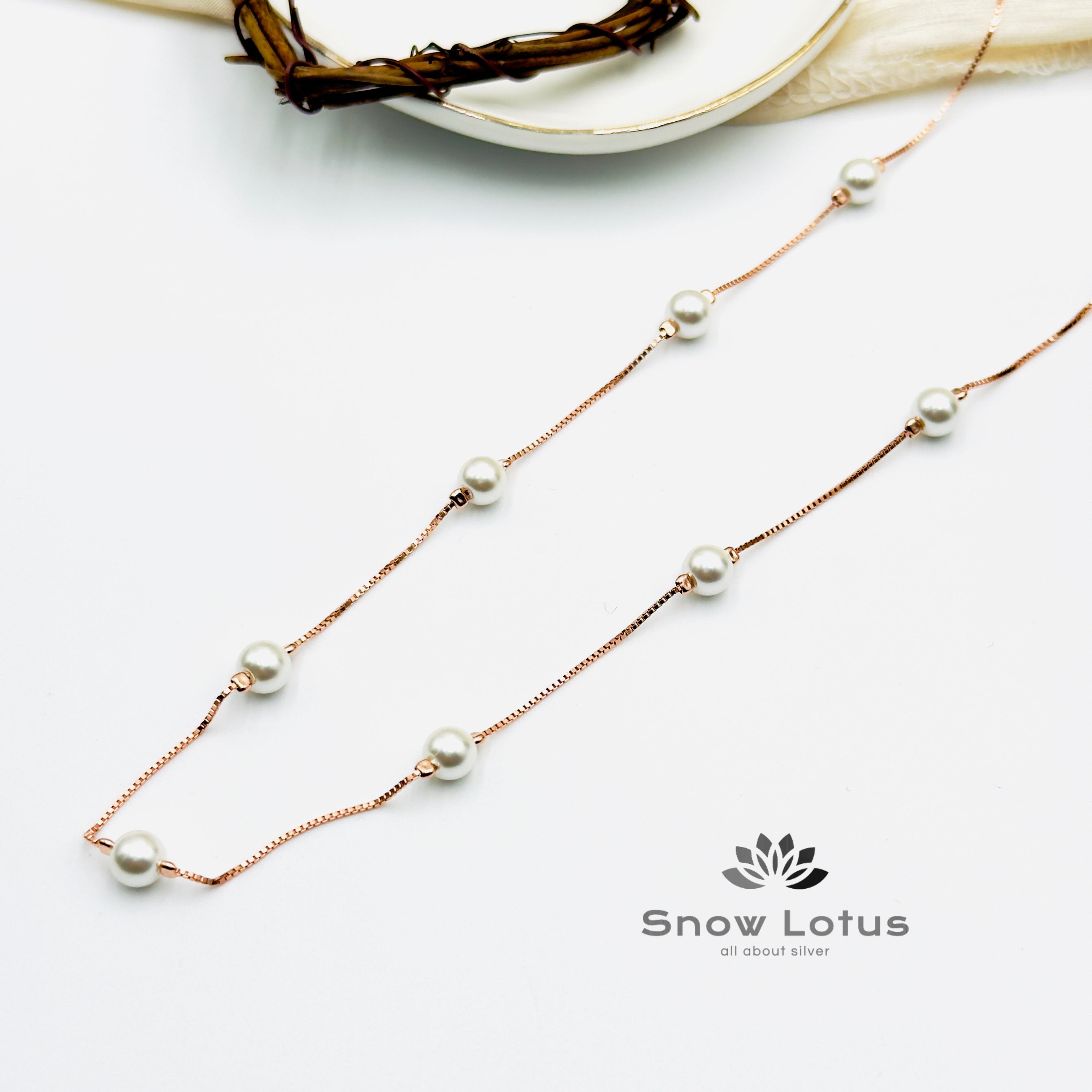 Rose Gold Pearl Mirage Neckpiece With Earrings