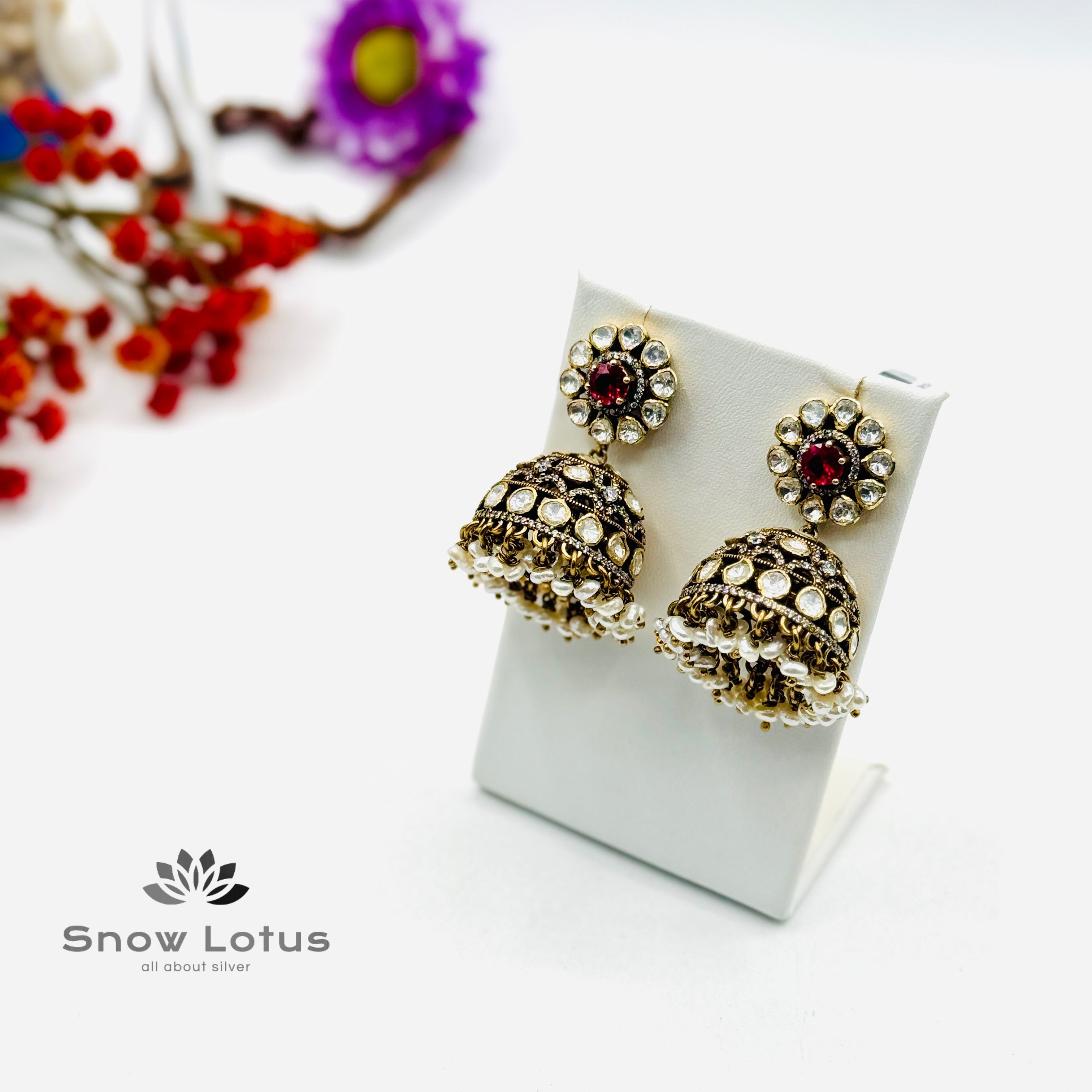 Elegant Ruby Moissanite Jhumka