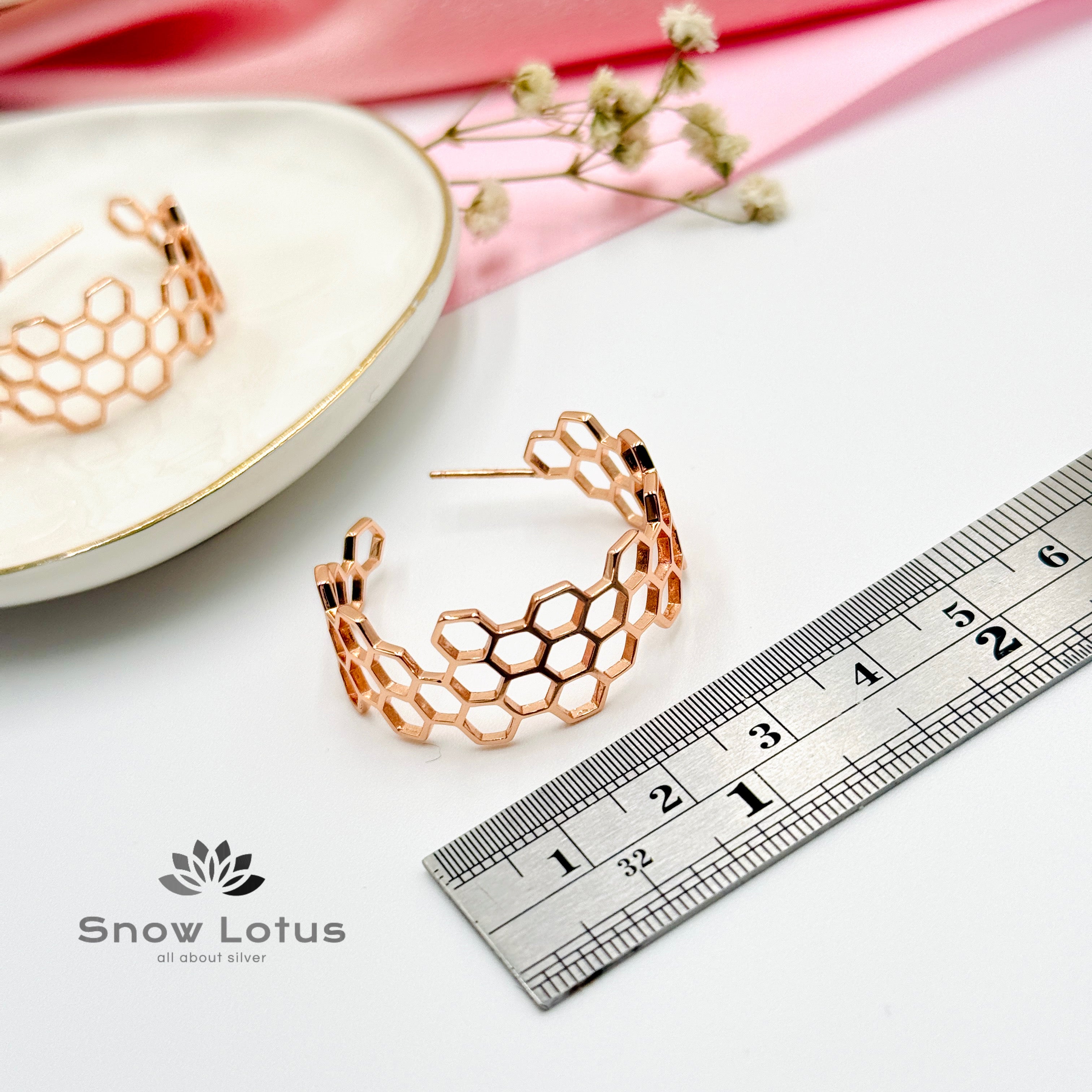 Honeycomb Rose Gold Earrings