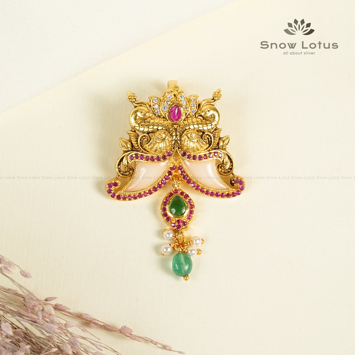 Emerald Grace Antique Puligoru Pendant
