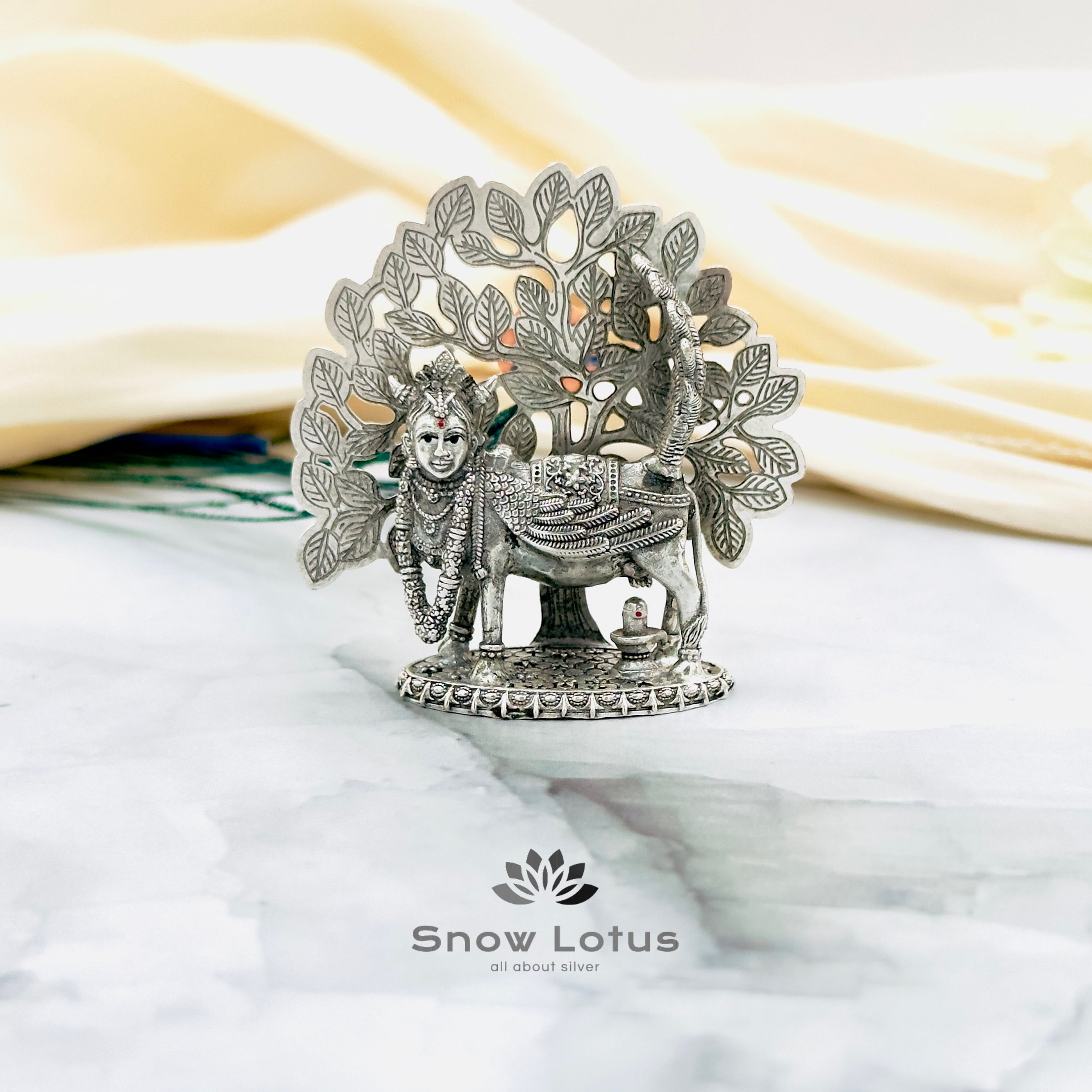 Antique Kamadhenu(Cow and Calf) with tree