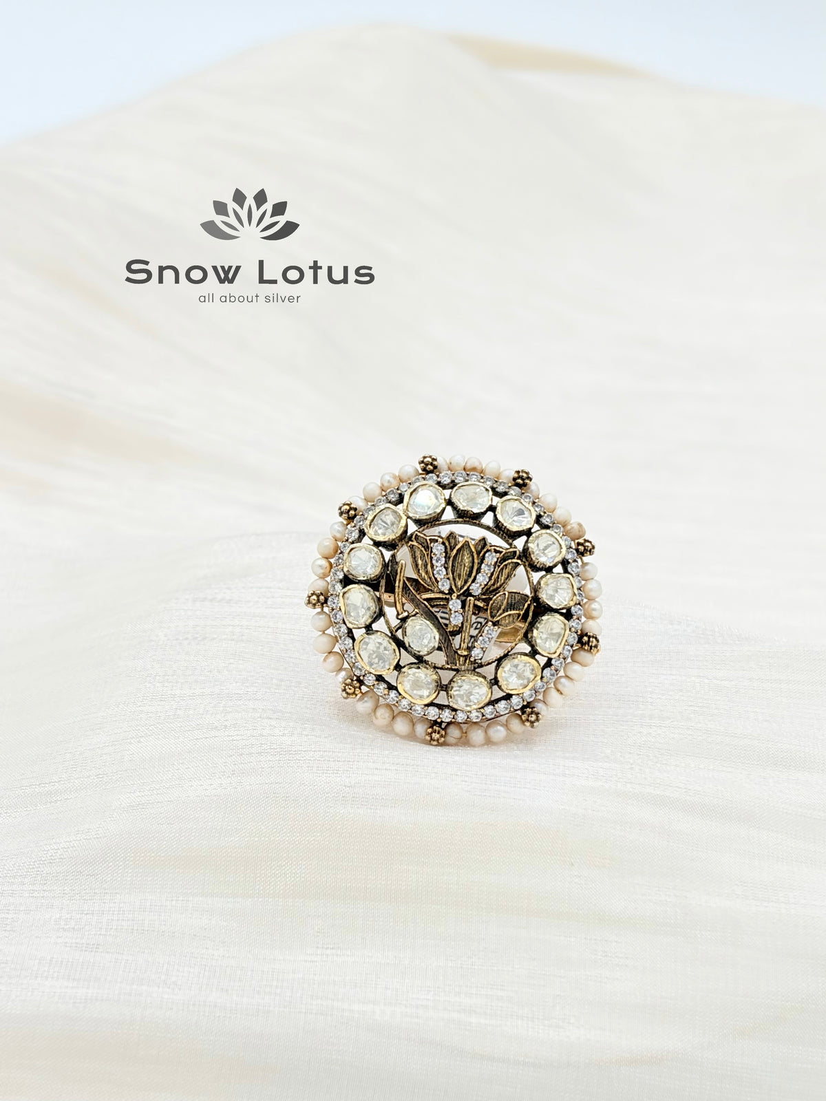 Lotus Moissanite Finger Ring