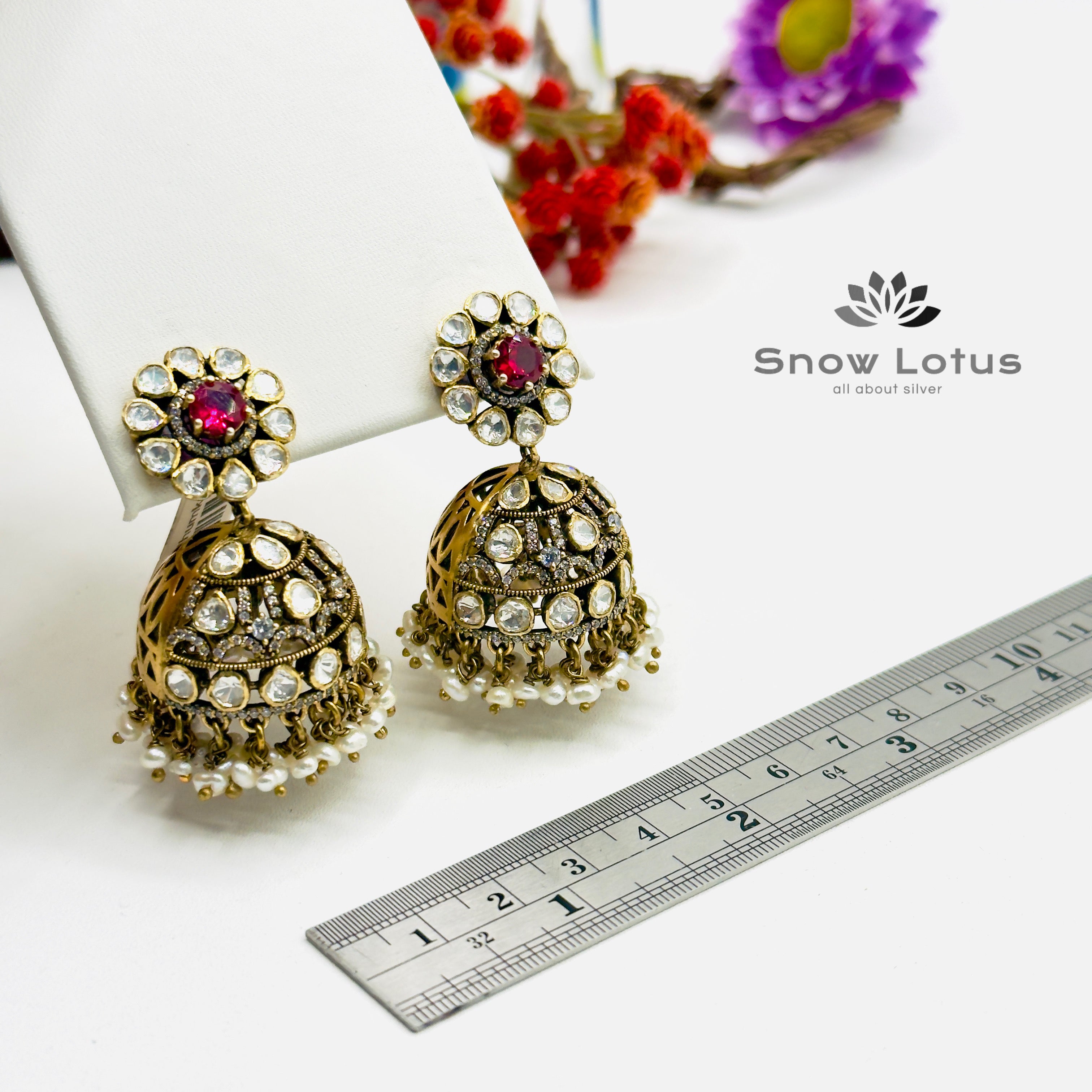 Elegant Ruby Moissanite Jhumka