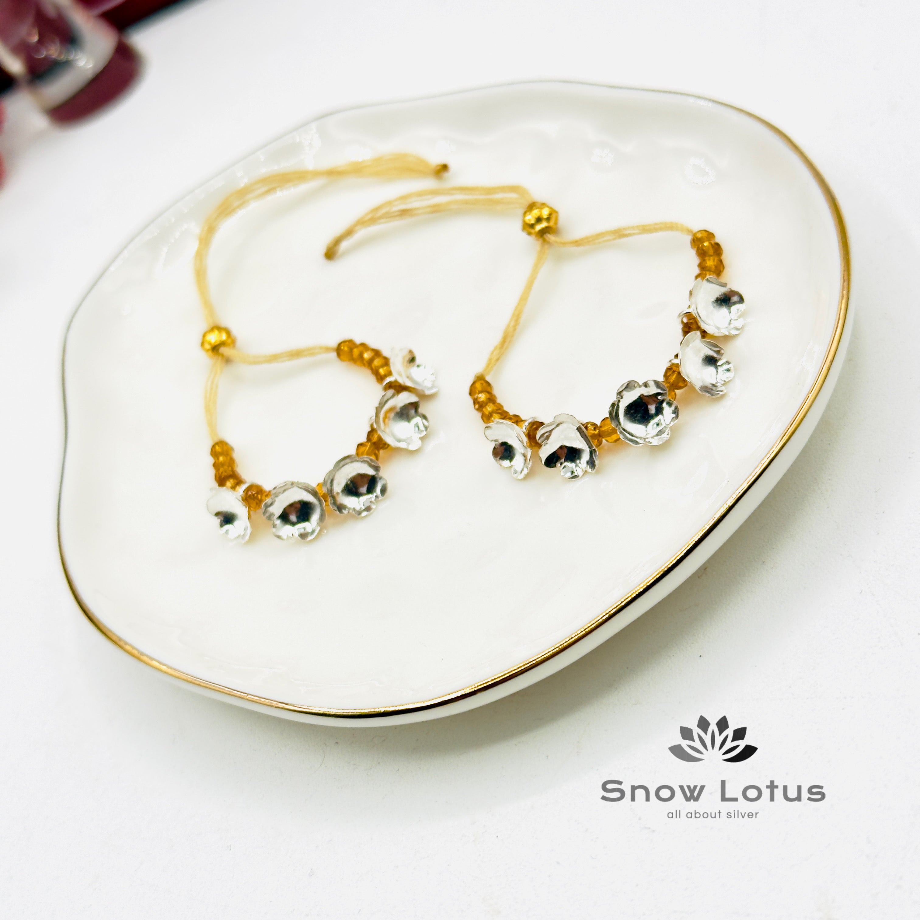 2 gms Silver Flowers Mini Haaram Gold