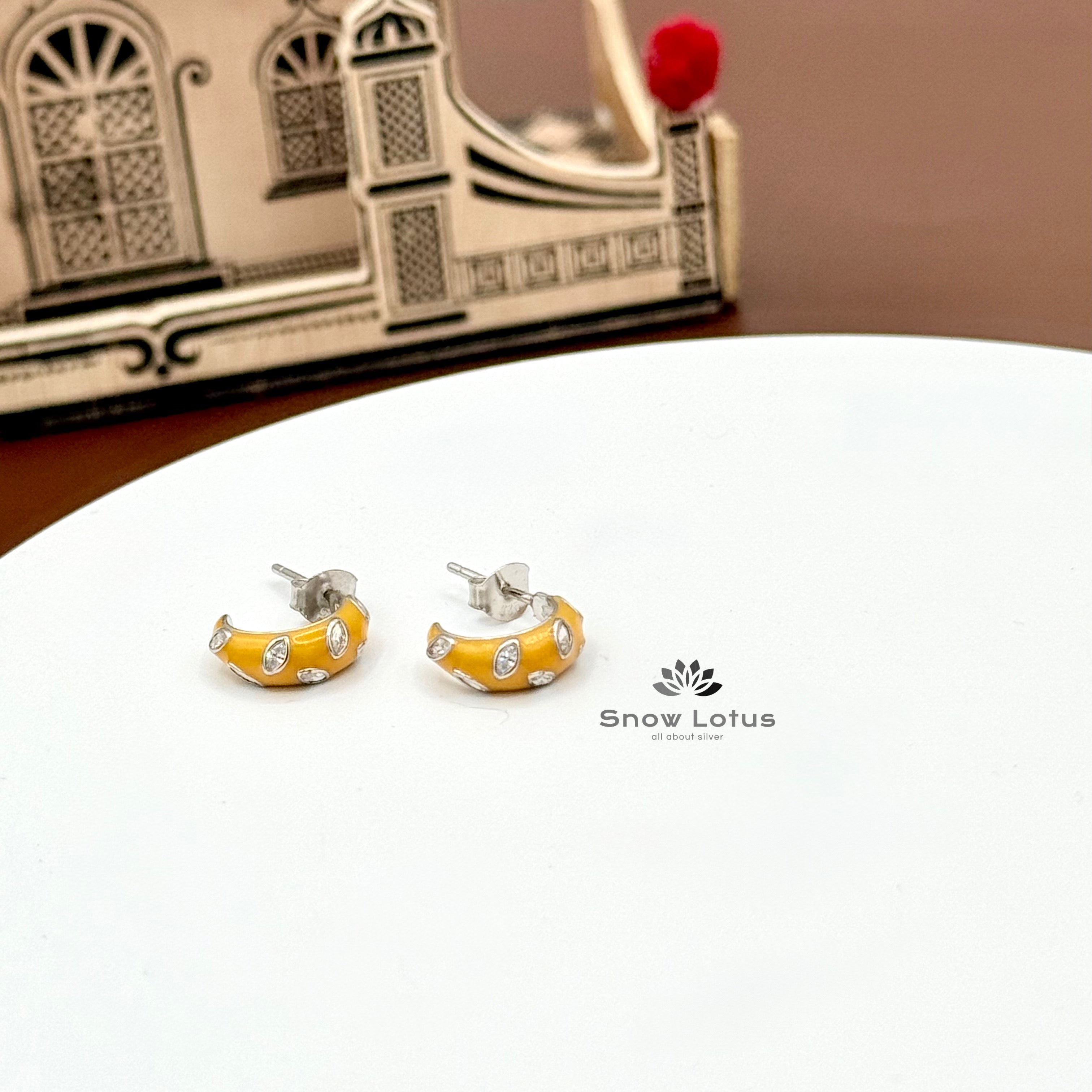 Elegant CZ Studs Yellow