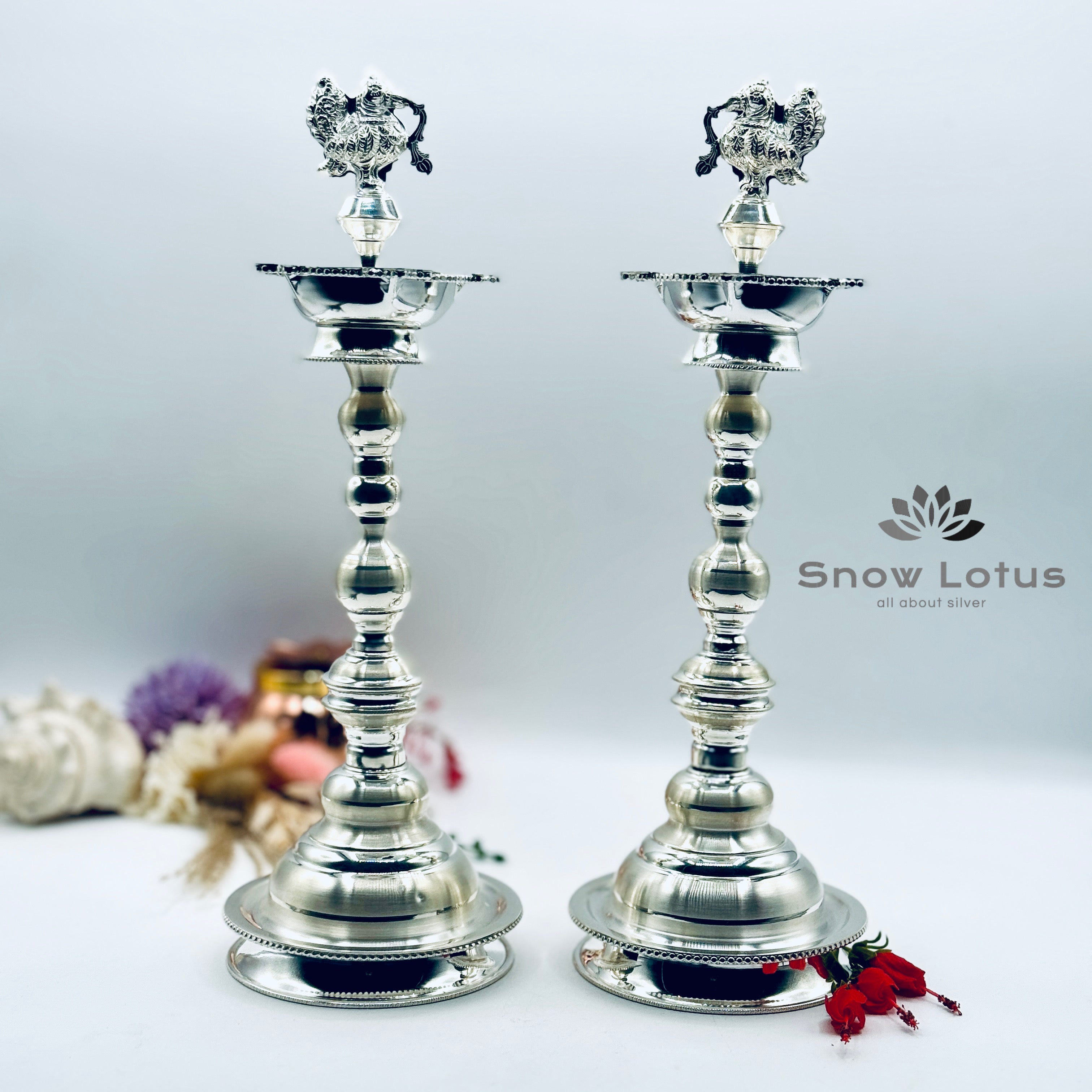 Silver plain peacock Diya