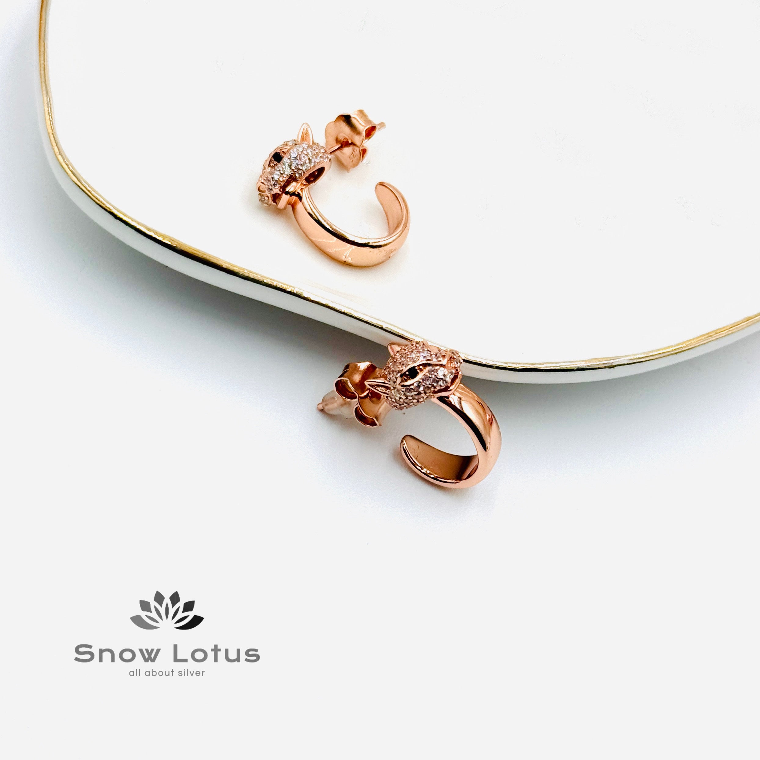 Fierce Jaguar Rose Gold Ring Earrings
