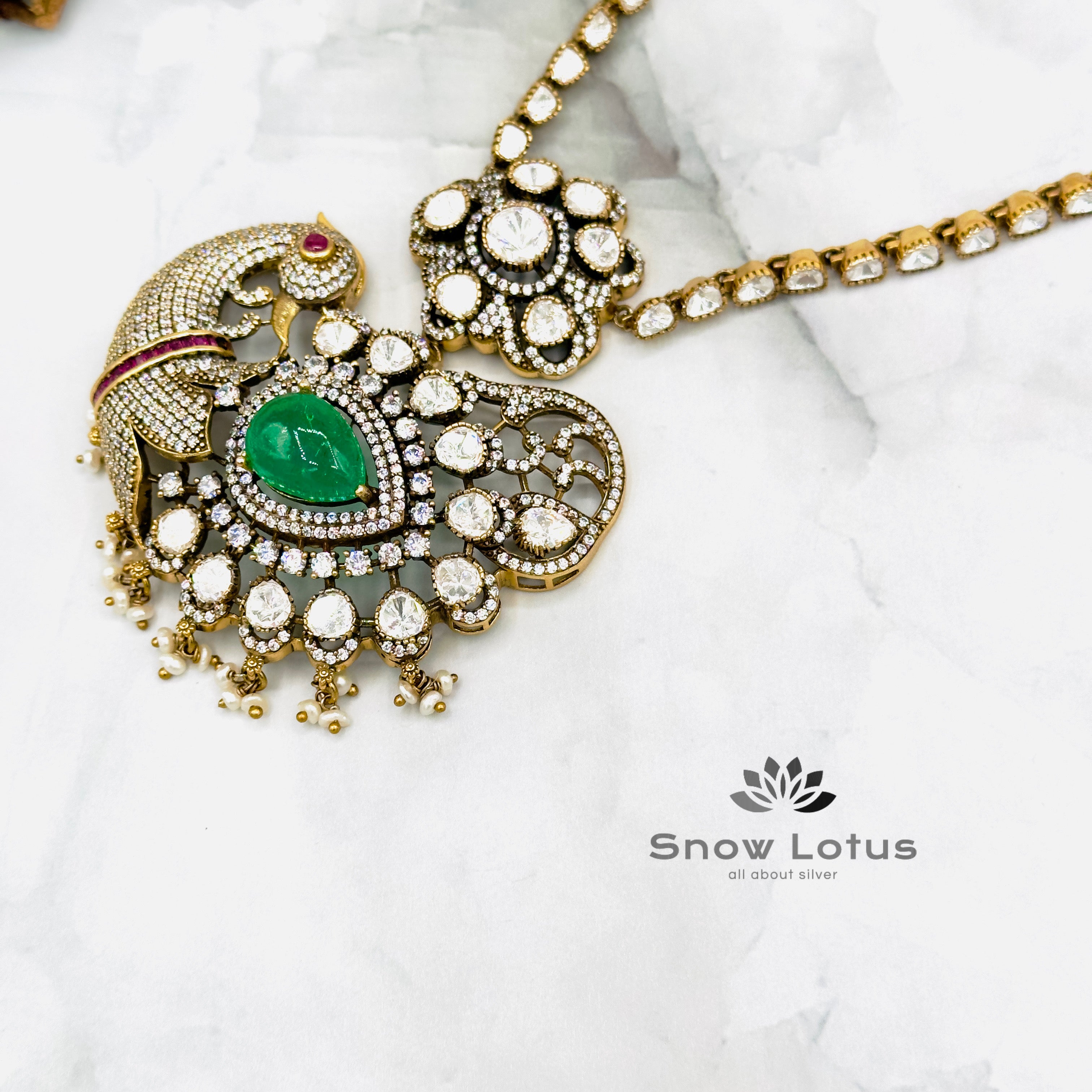 Moissanite Peacock Short neckpeice