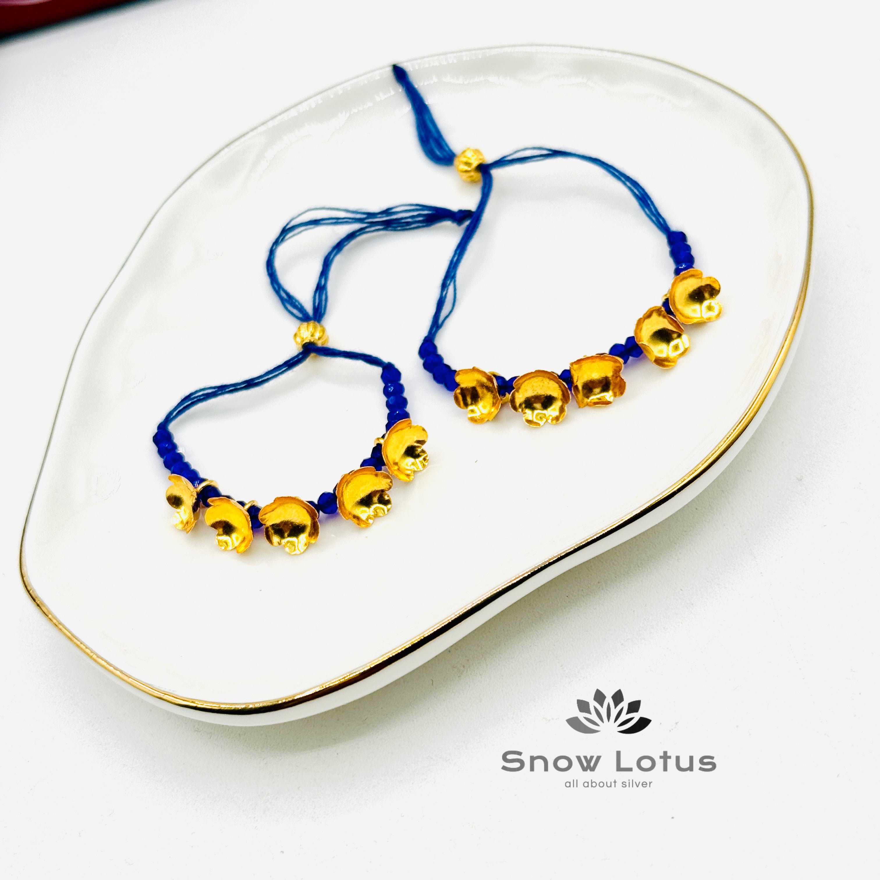 2 gms Silver Flowers Mini Haaram Royal Blue