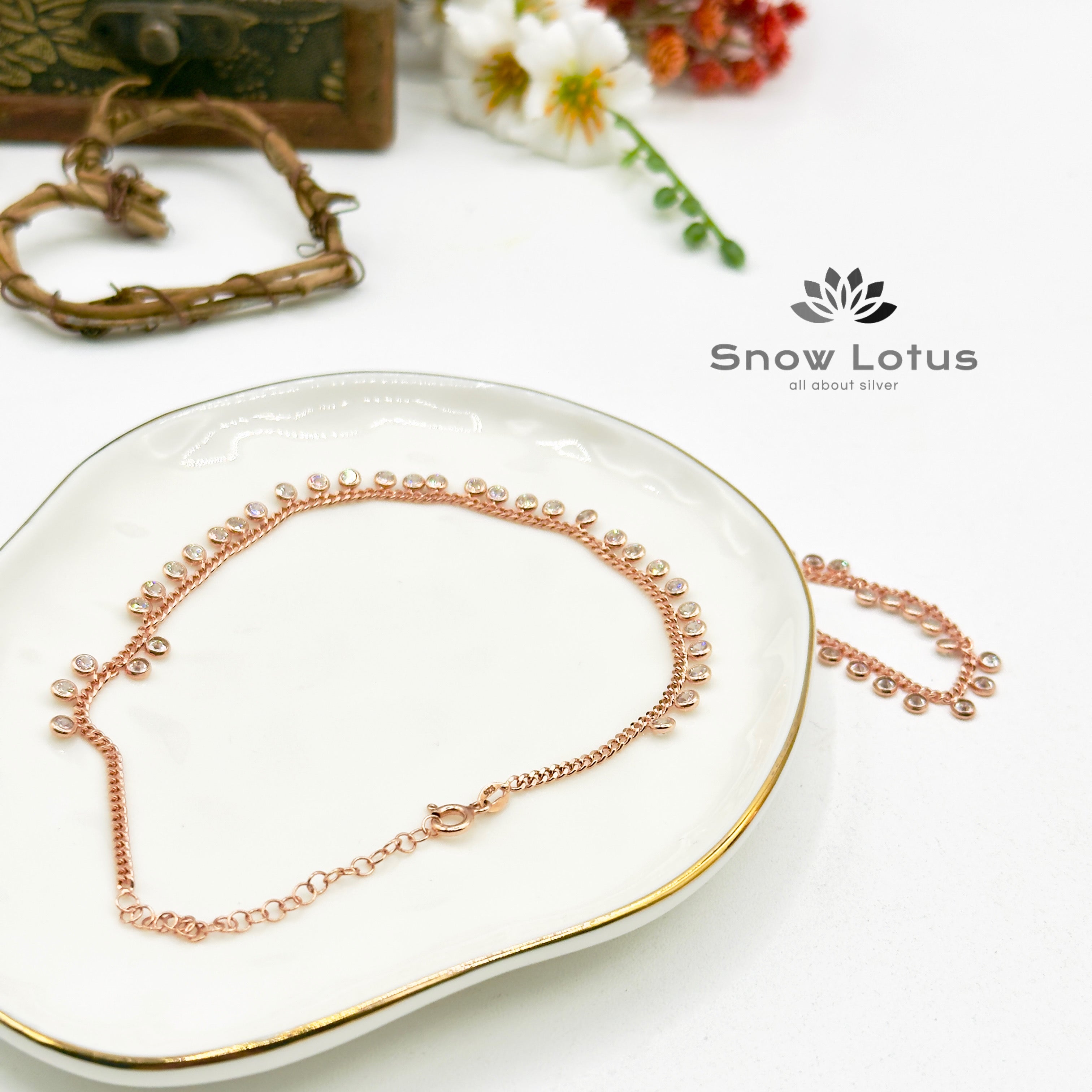 Stone Chain Rosegold Anklets