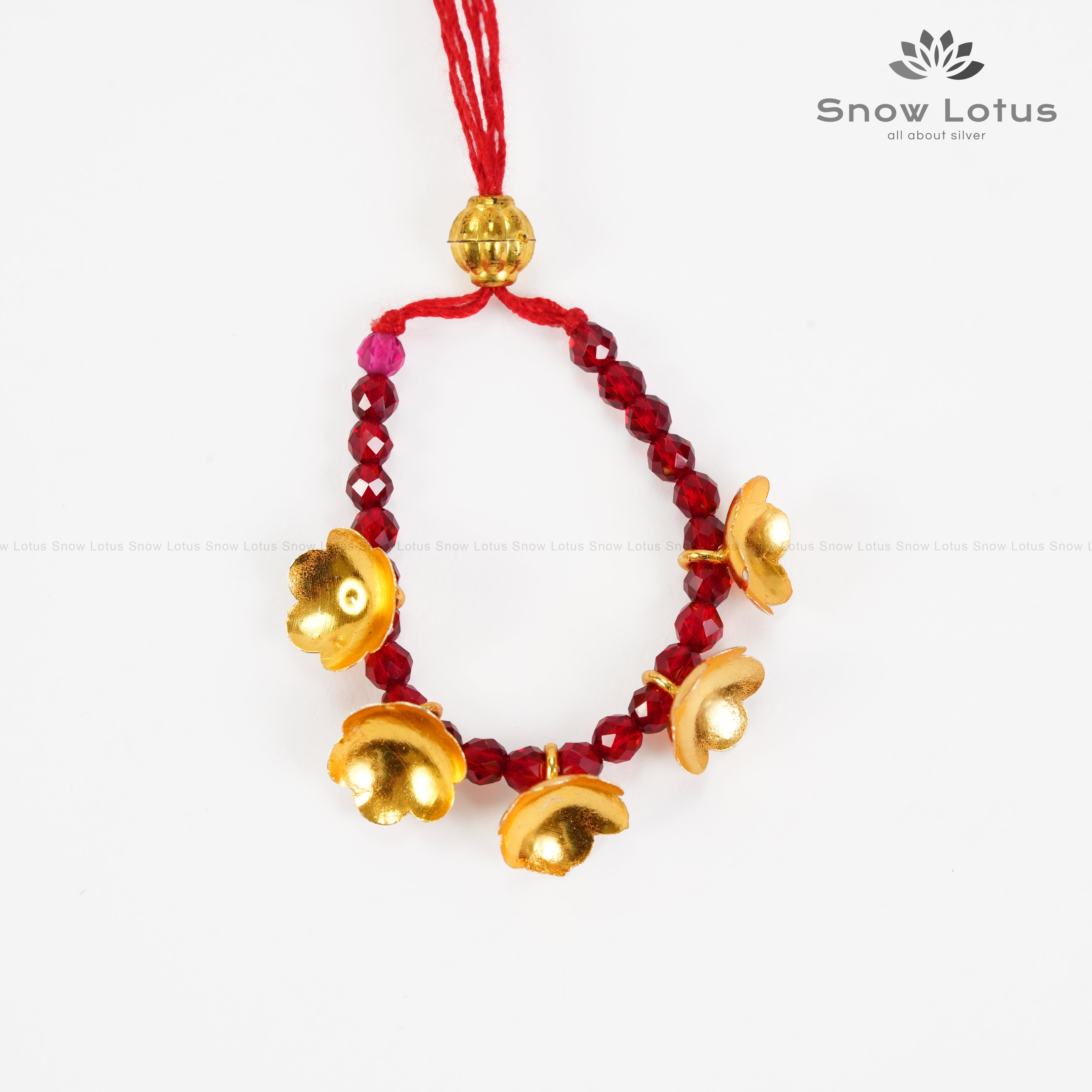 2 gms Gold Flowers Mini Haaram Red