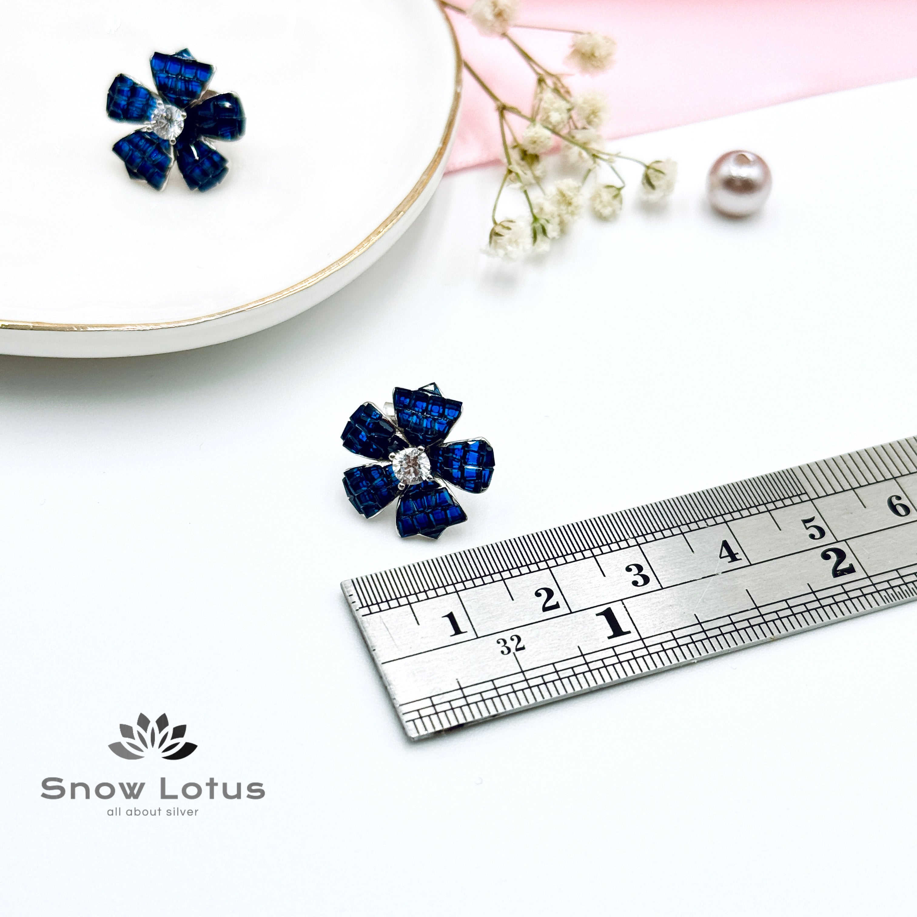 Mini Blue Flower Earrings