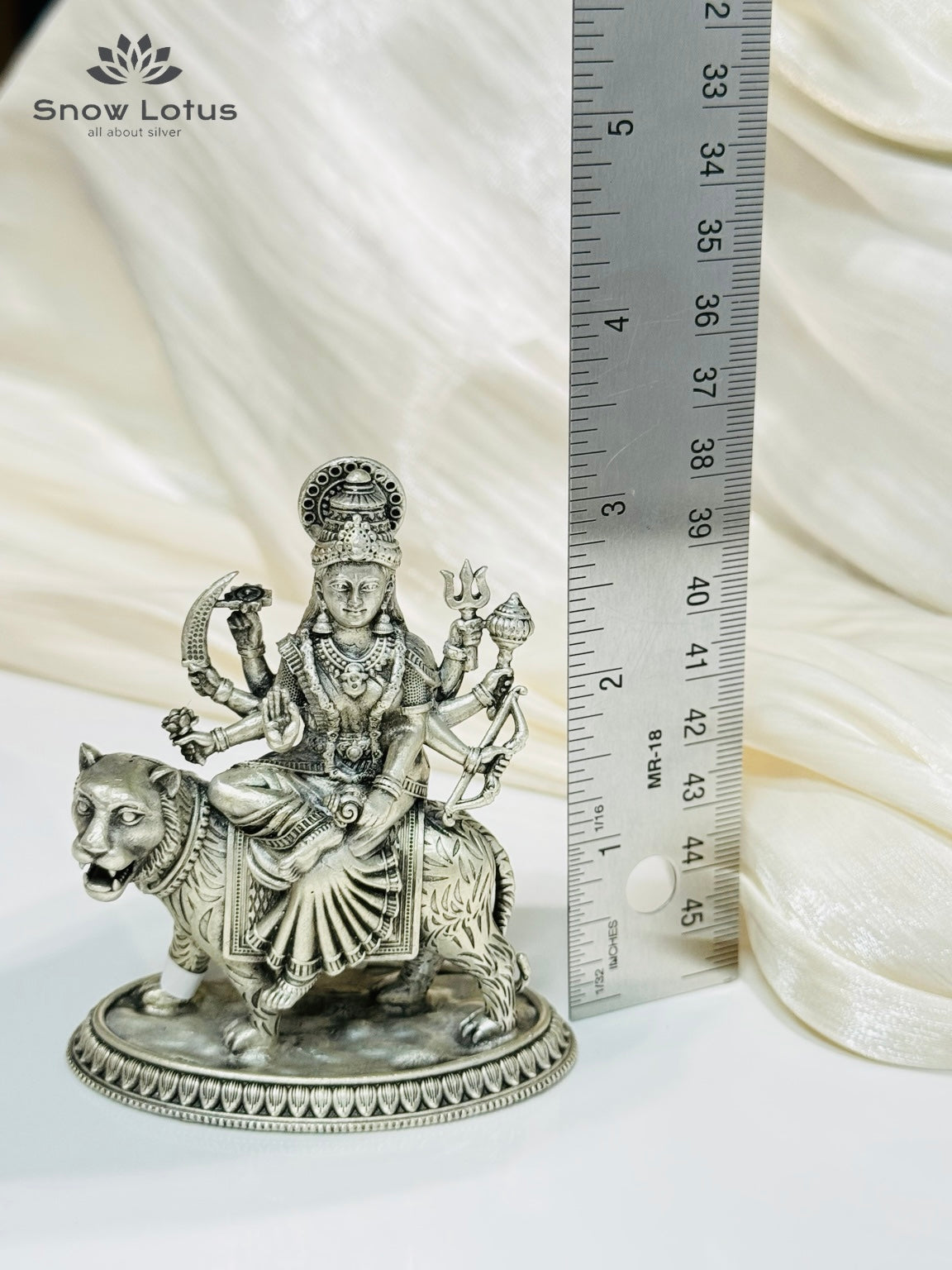 Durga Devi on Tiger Antique 3D Solid