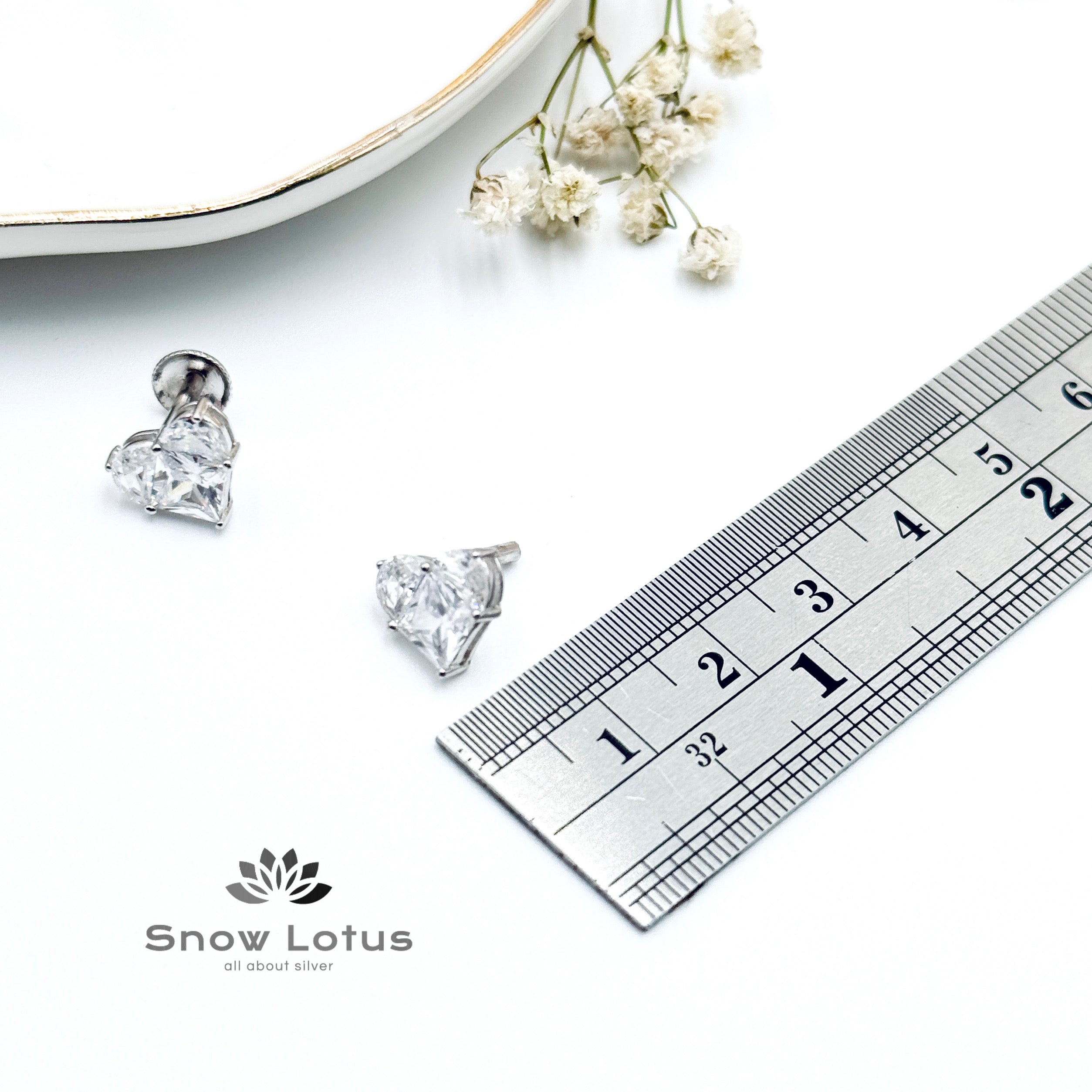White Heart Earrings