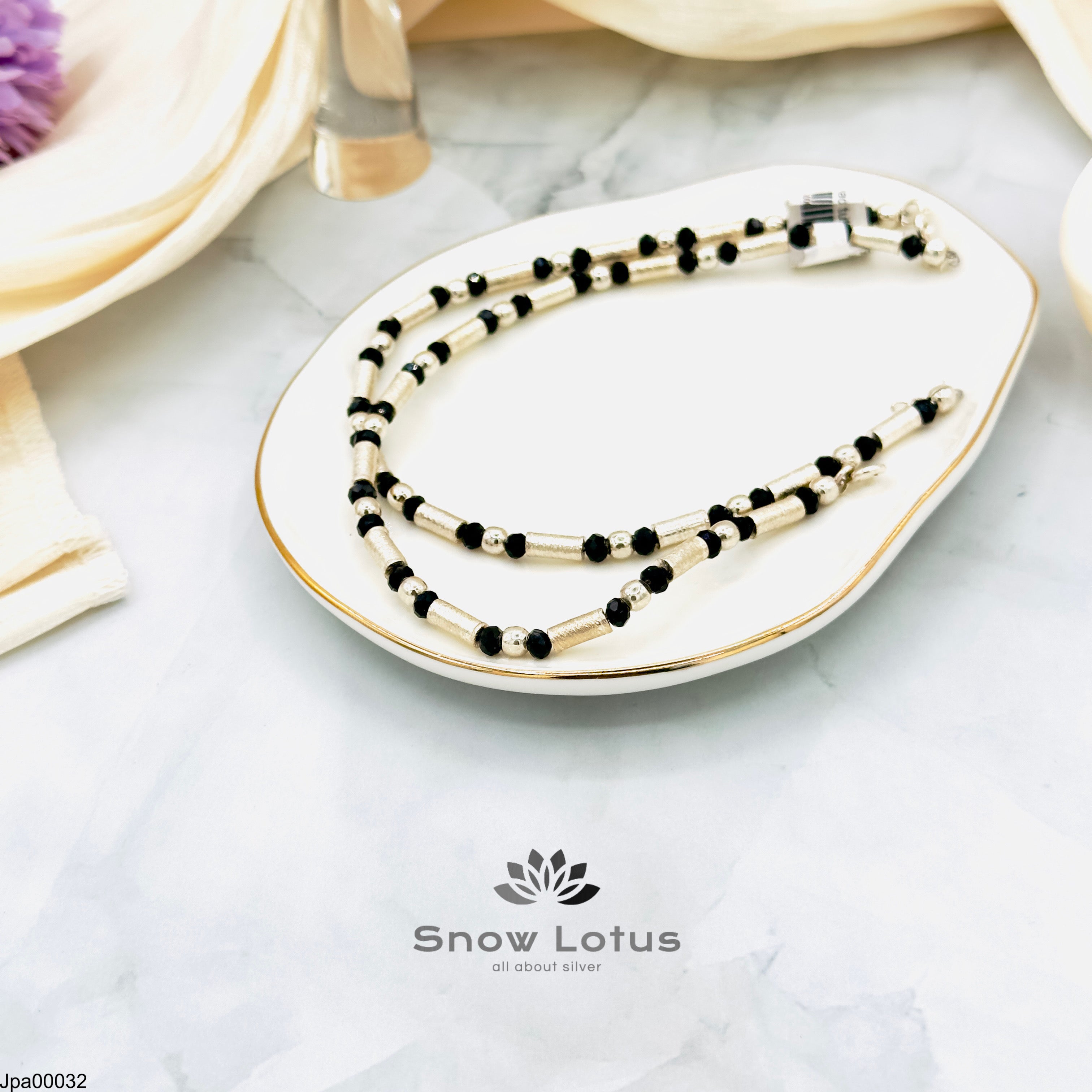 Antique black beads and tubes payal