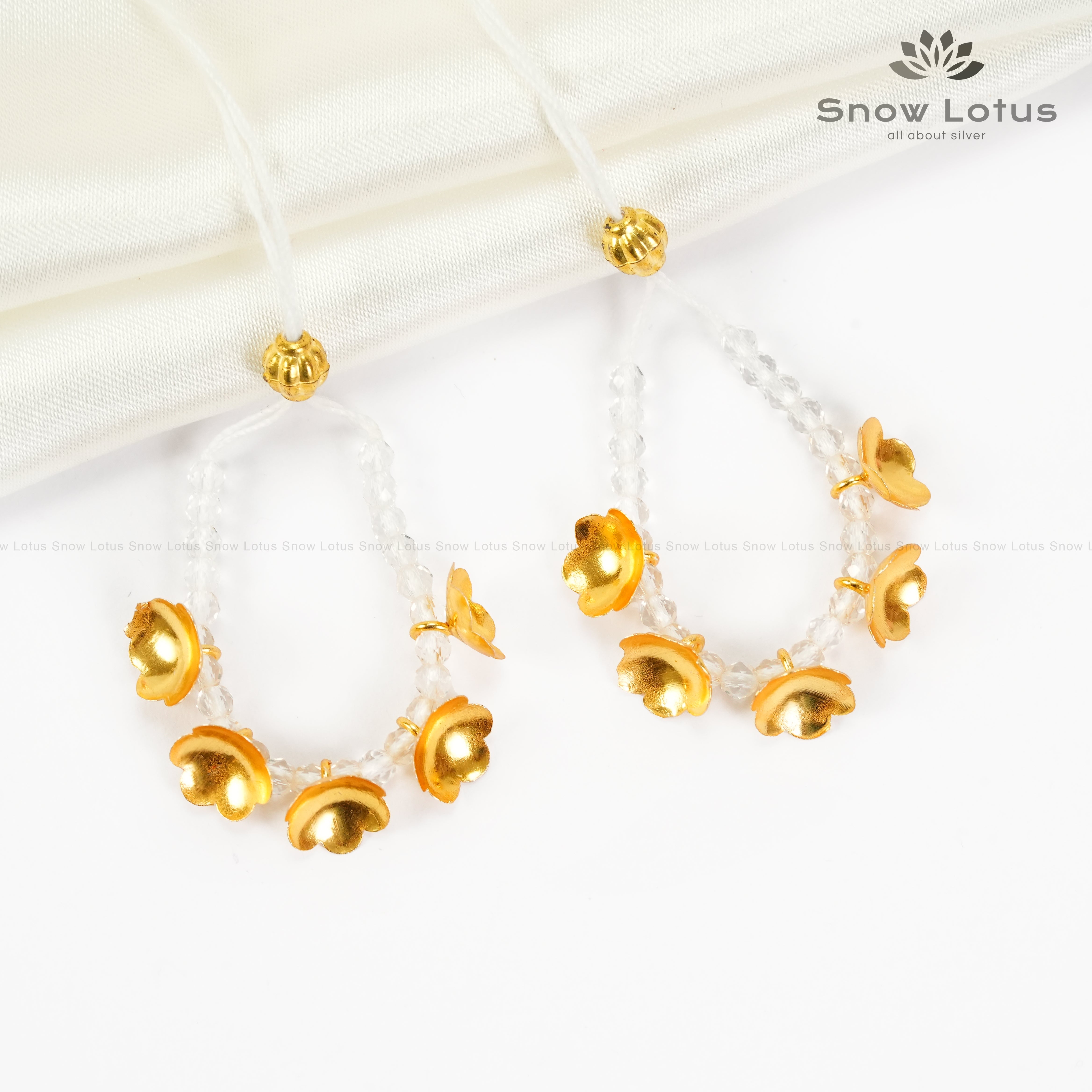 2 gms Gold Flowers Mini Haaram Clear