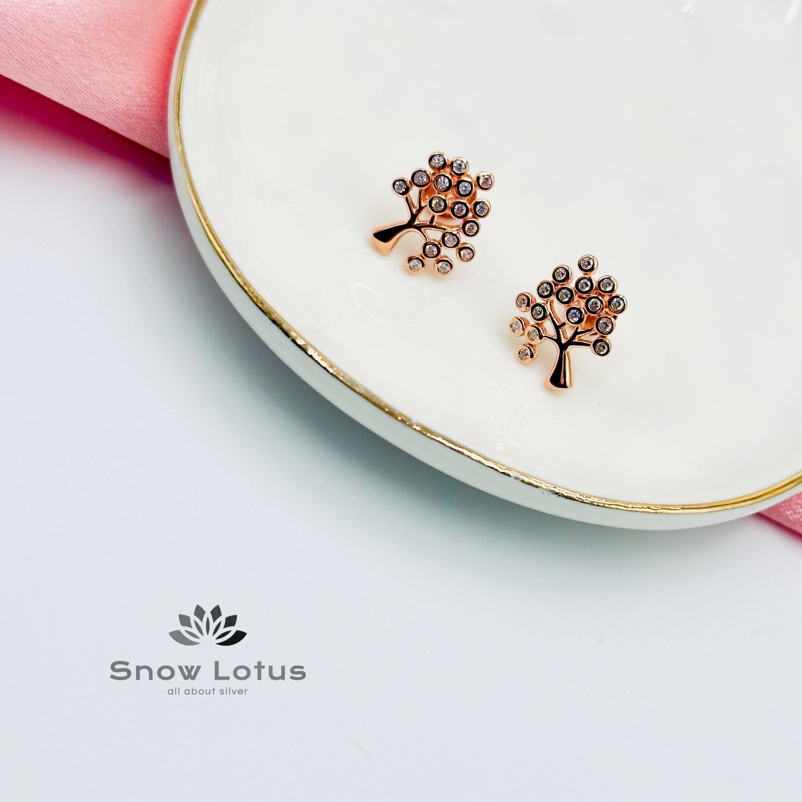 Rose Gold Tree Of Light Studs