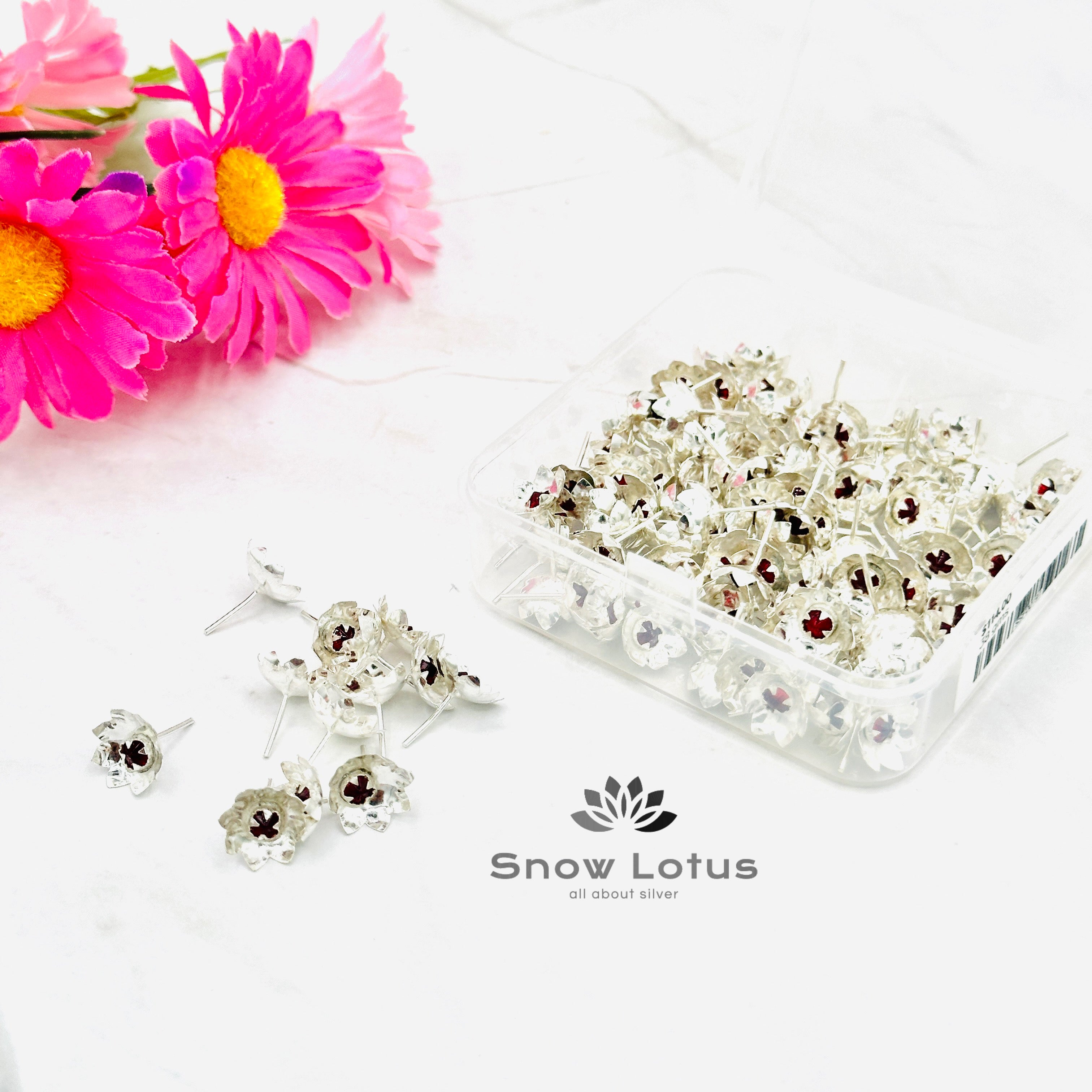 108 Silver Flowers with Stone