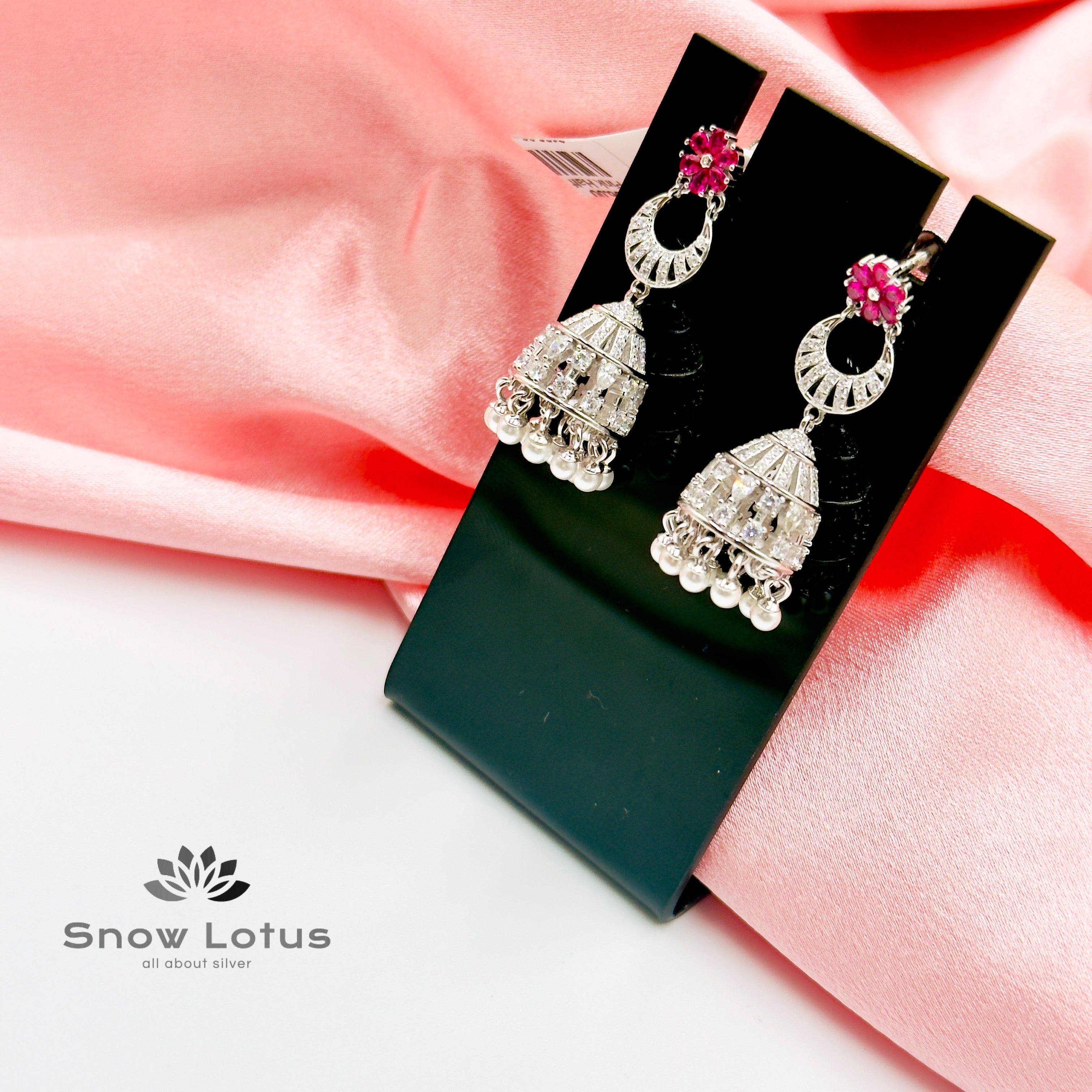 Pink Half Moon Jhumka