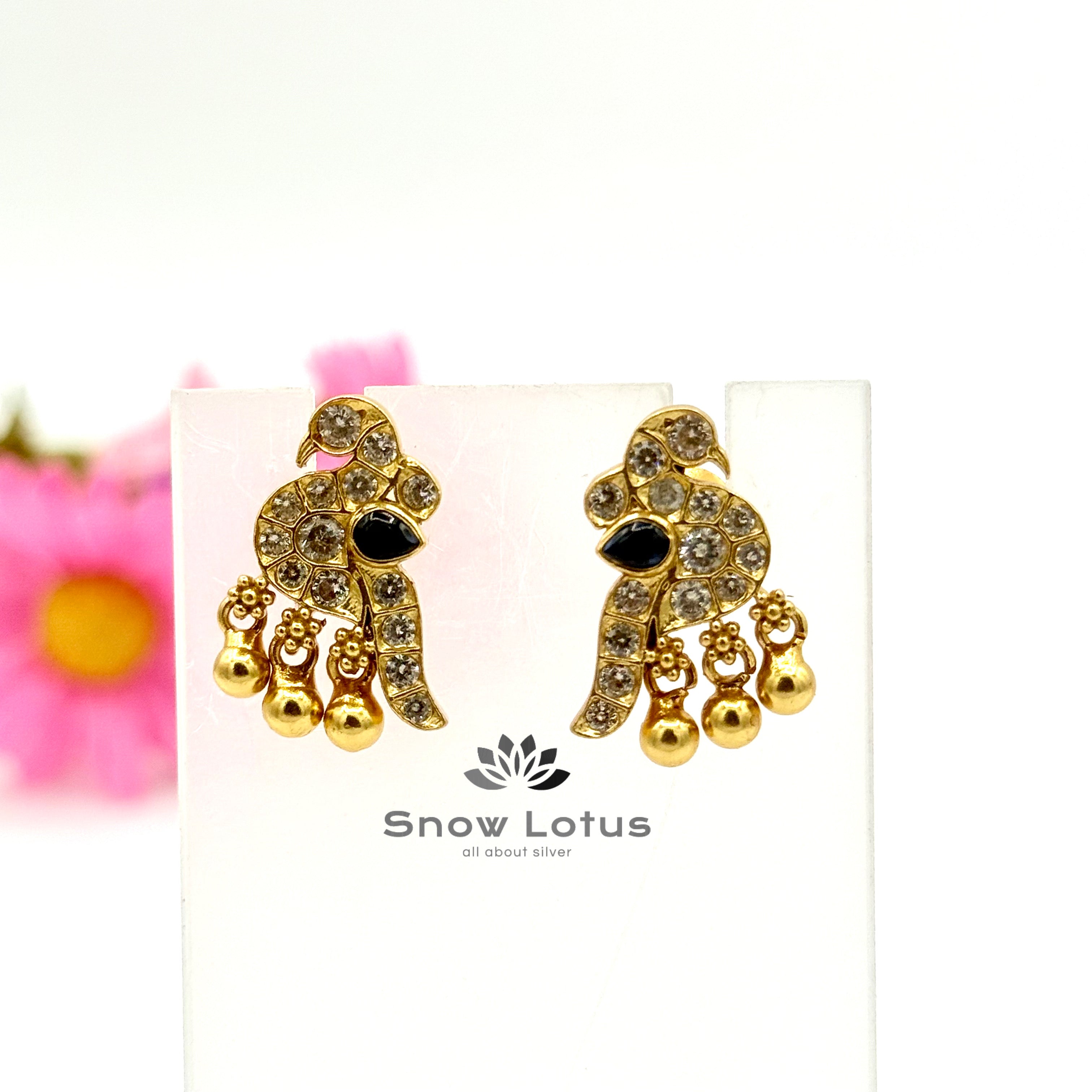 Blue birdy studs
