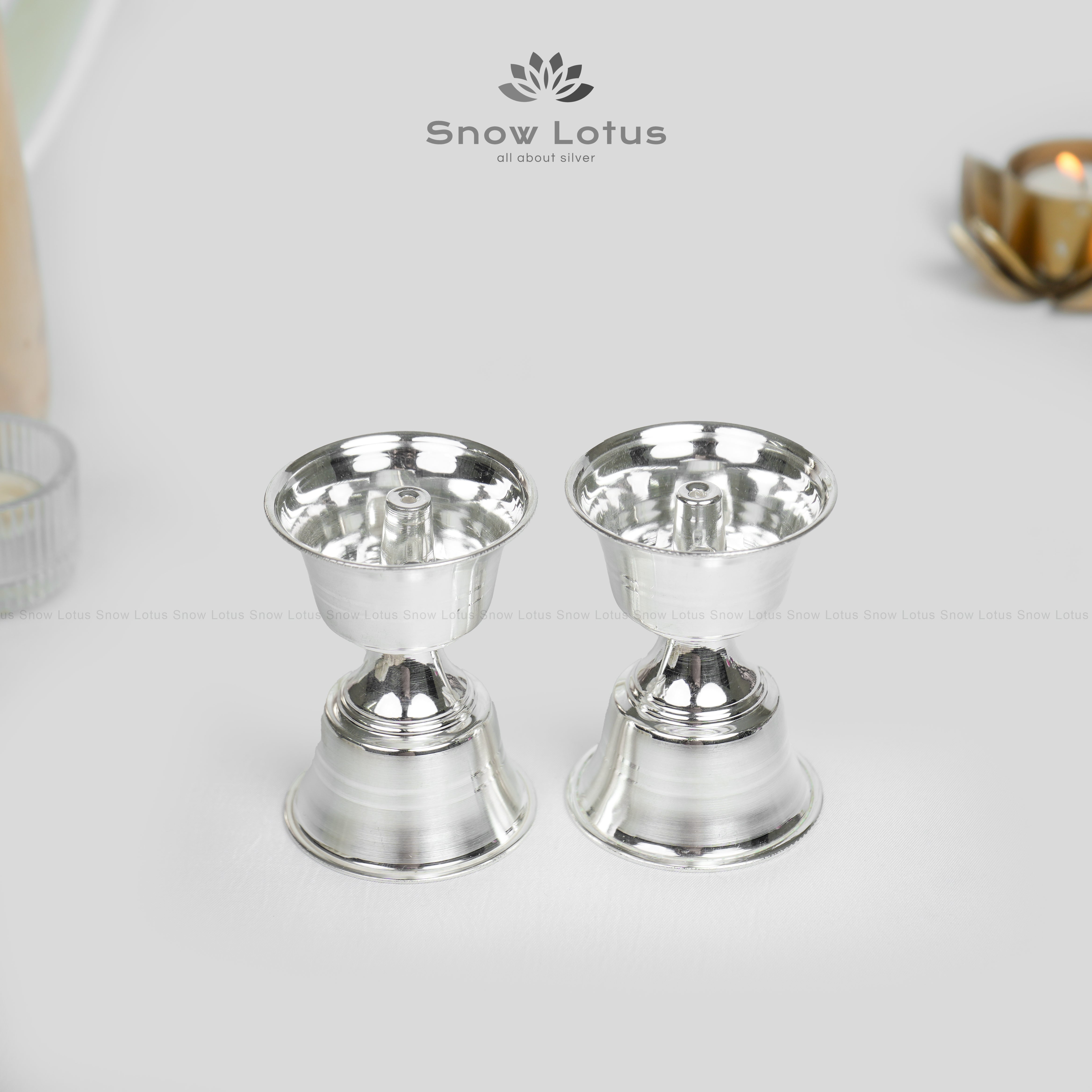 Dull Polish Bell Akhanda Diyas Pair