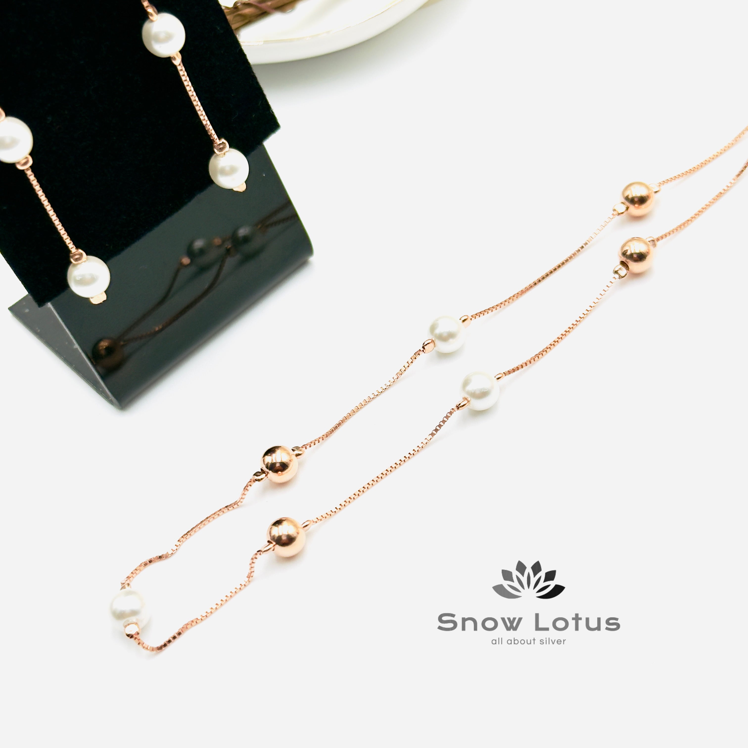 Rose Gold Ball Pearled Neckpiece Set