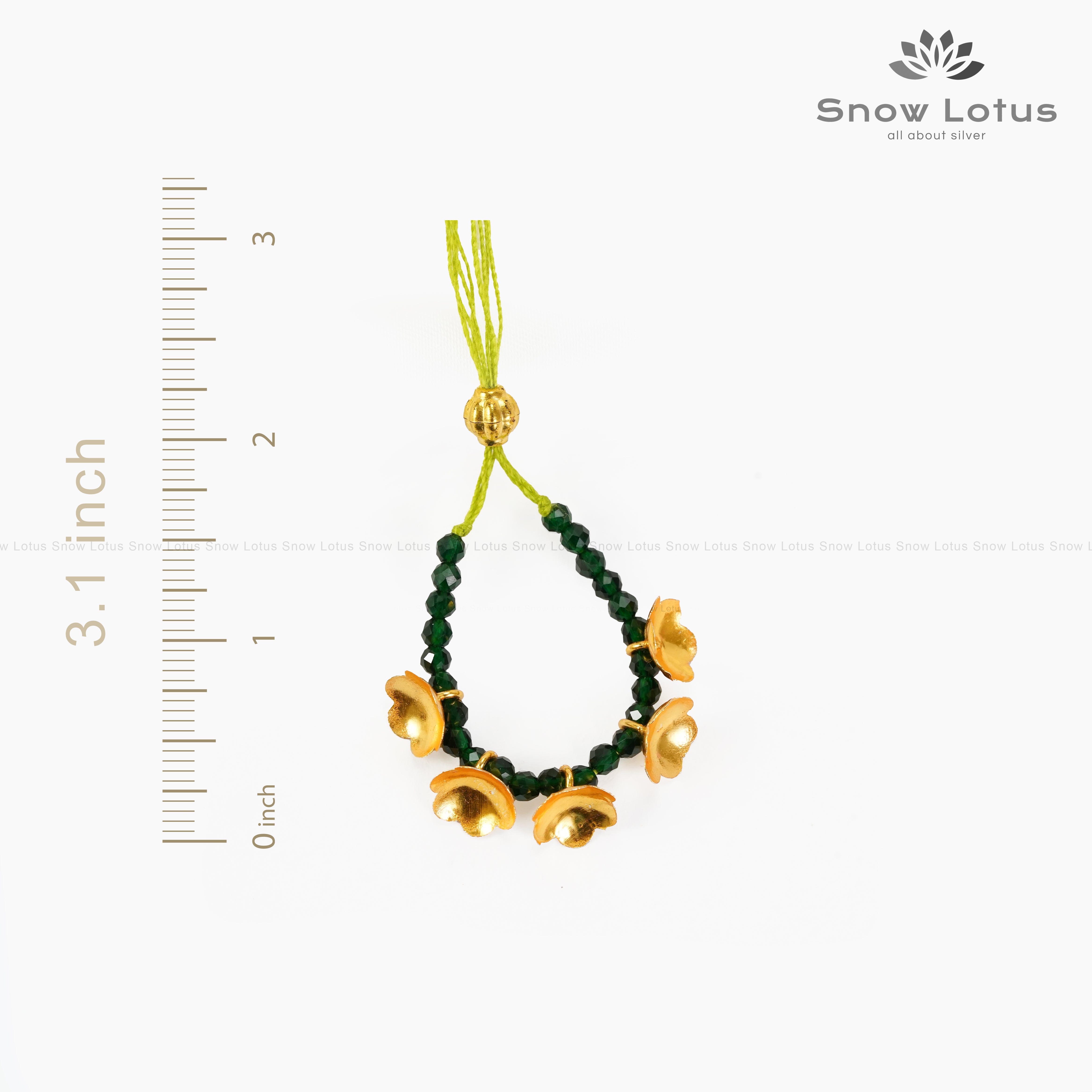 2 gms Gold Flowers Mini Haaram Dark Green