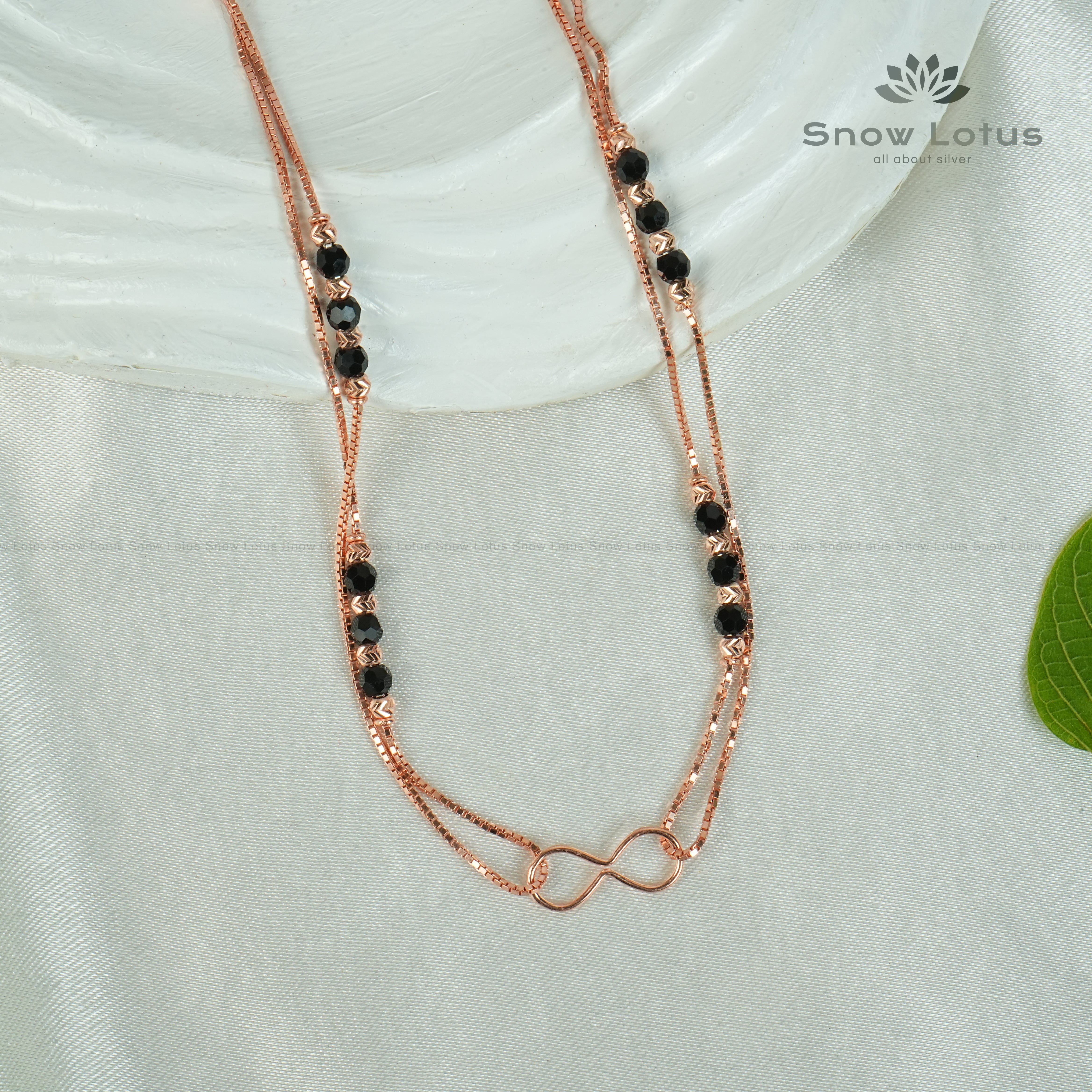 Rose Gold Black Beads Anklets