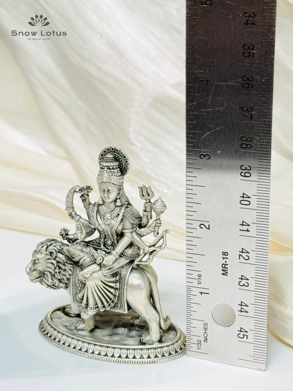 Durga Devi on Lion Antique 3D Solid