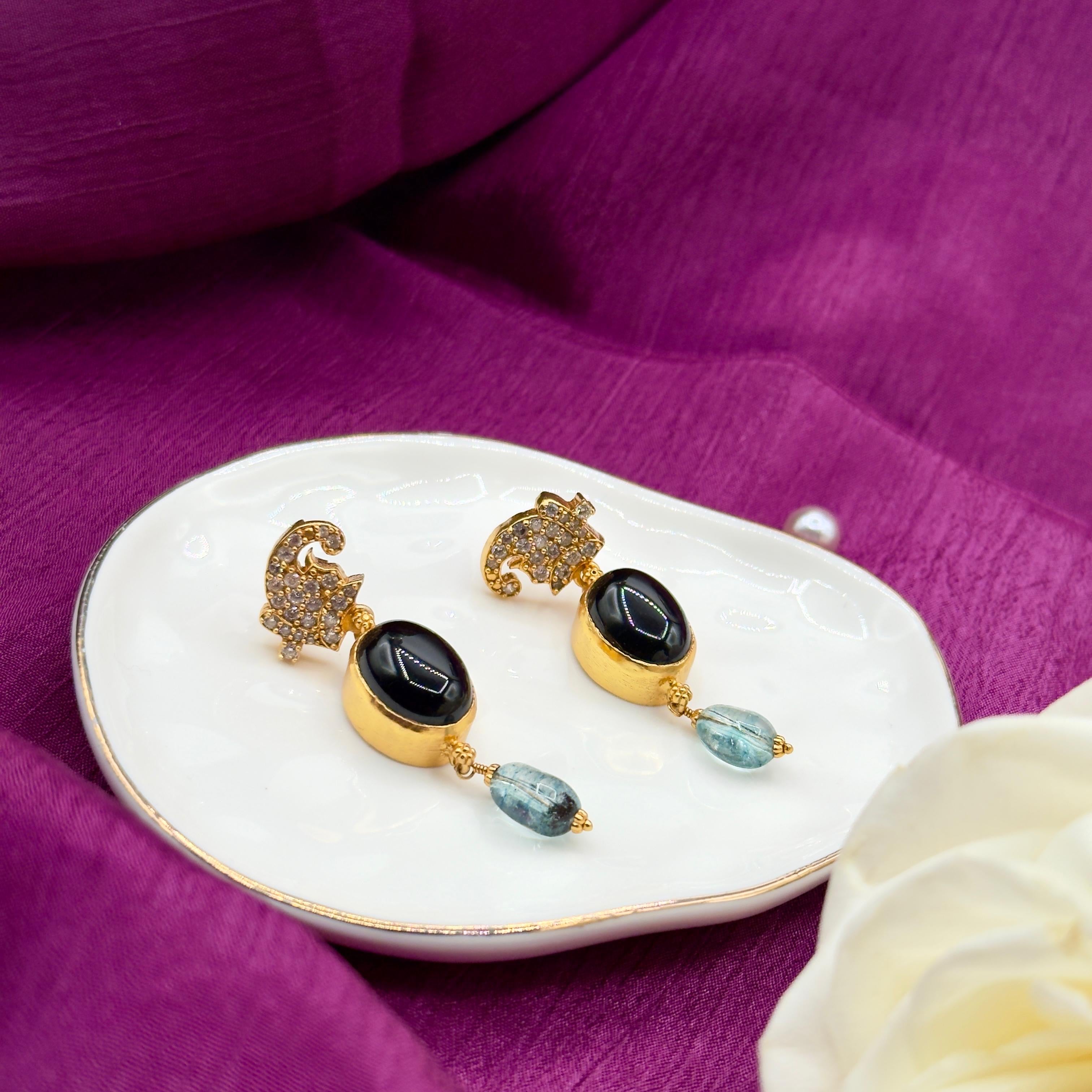 Oval Black Onyx Chandbali