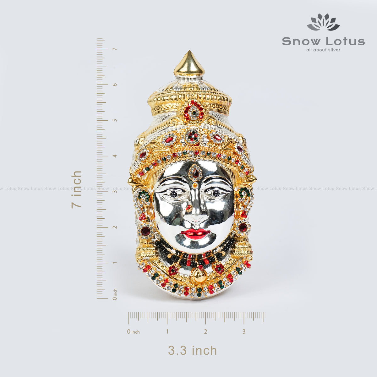 Gold Plated Silver Ammavari Face with Jewelry